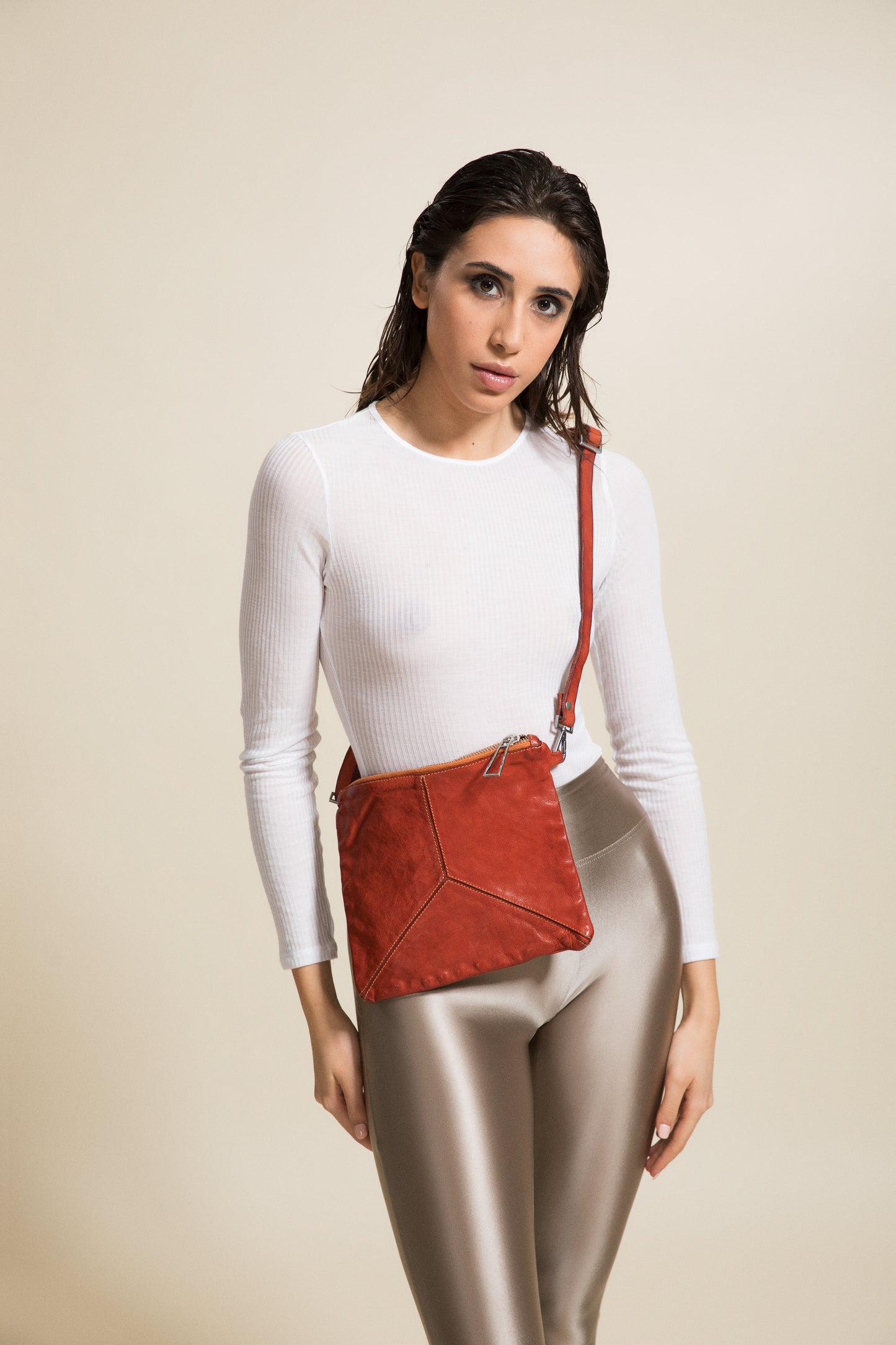Trilliy small crossbody bag in Sarcelle-colored leather