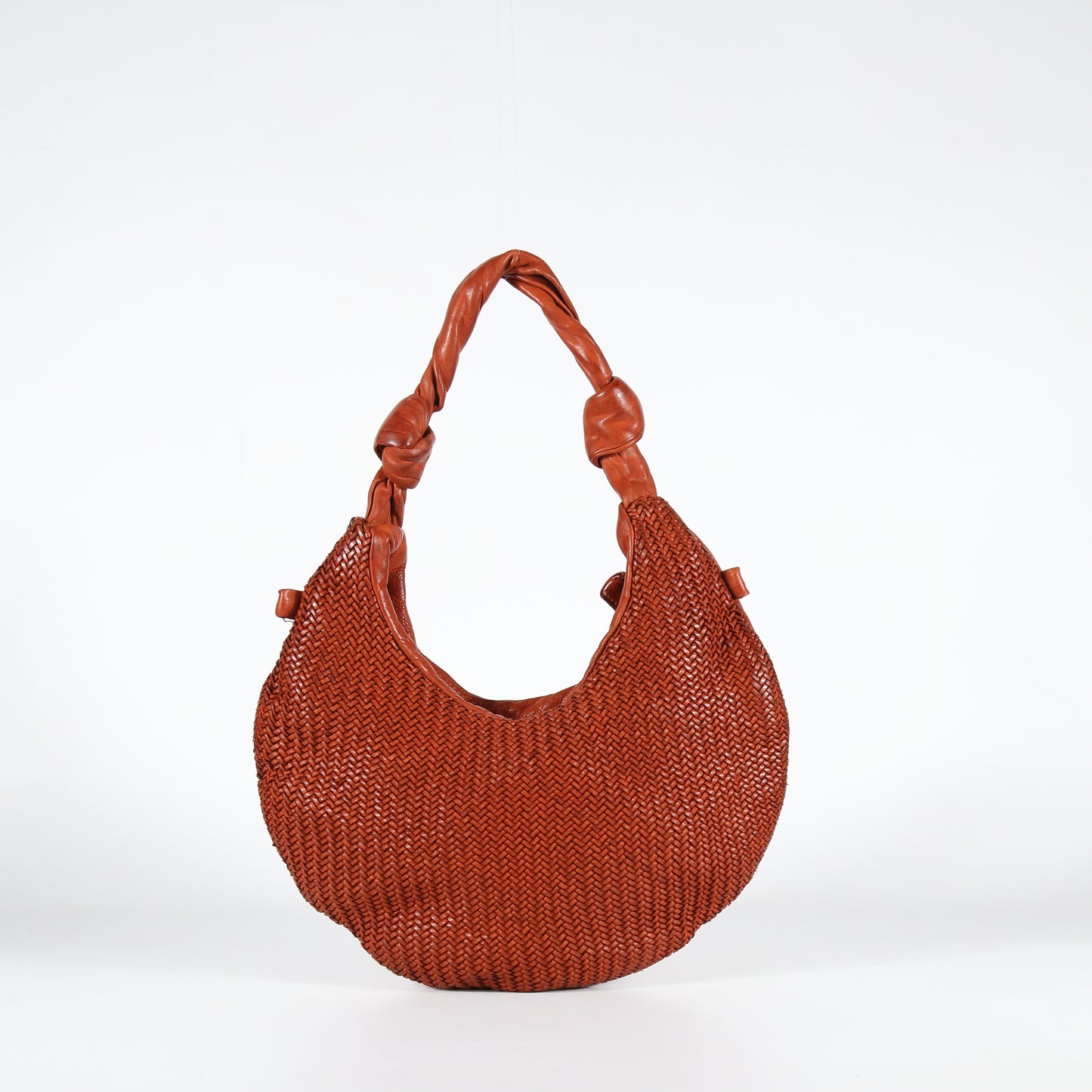 Borsa a spalla Petra mesh in pelle colore terracotta
