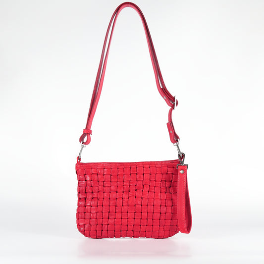 Diletta Tube leather crossbody bag in red