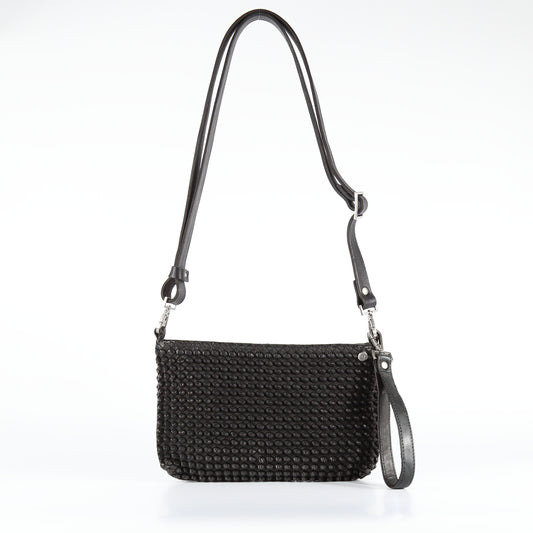 Tracolla Diletta stud in pelle nera