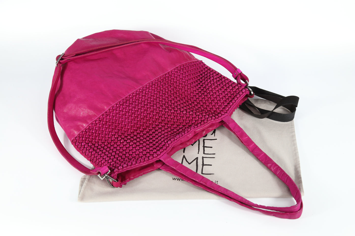 Shopper Ornella stud in pelle fuxia