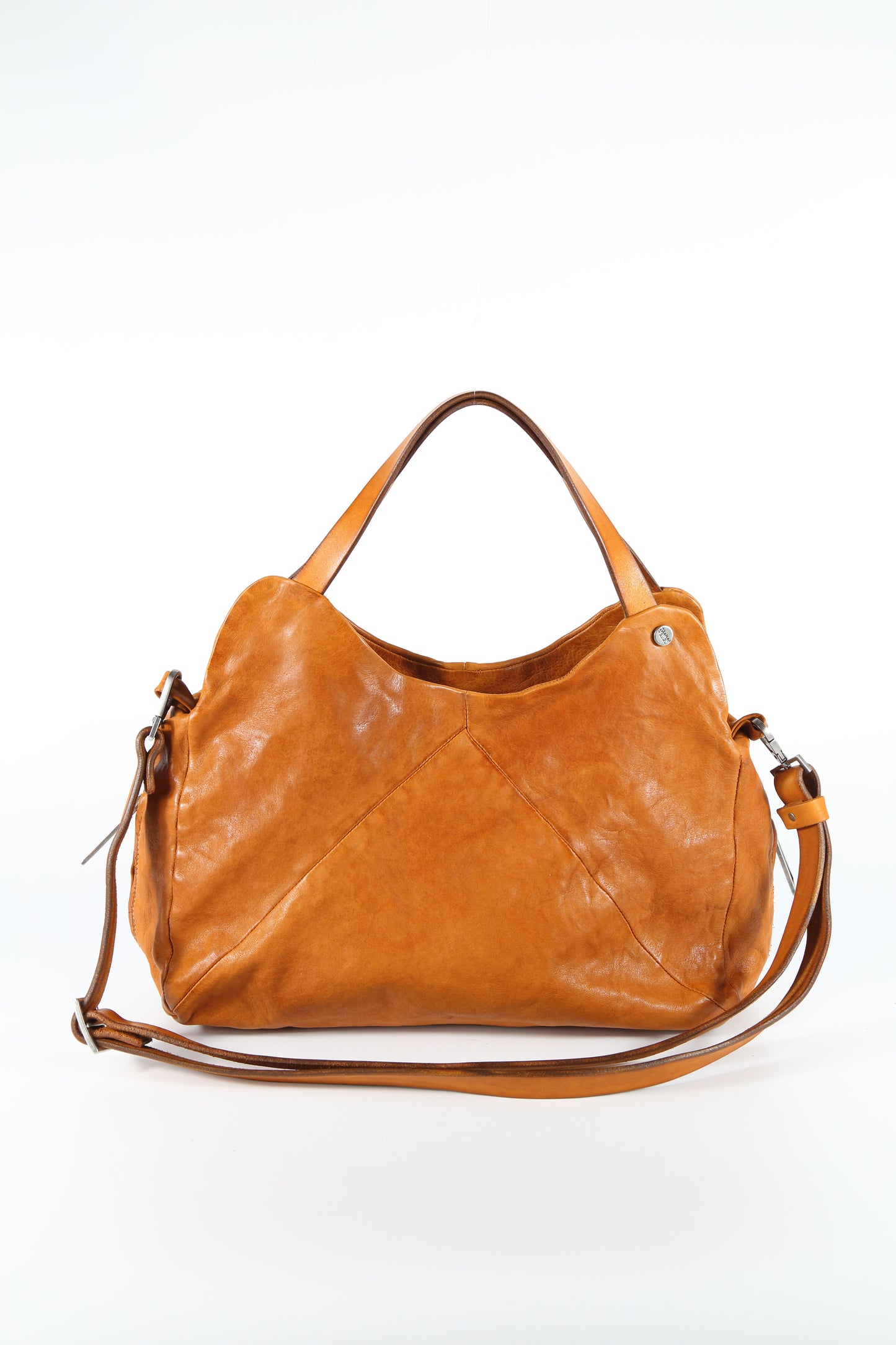 Clotilde leather shopper bag in stone