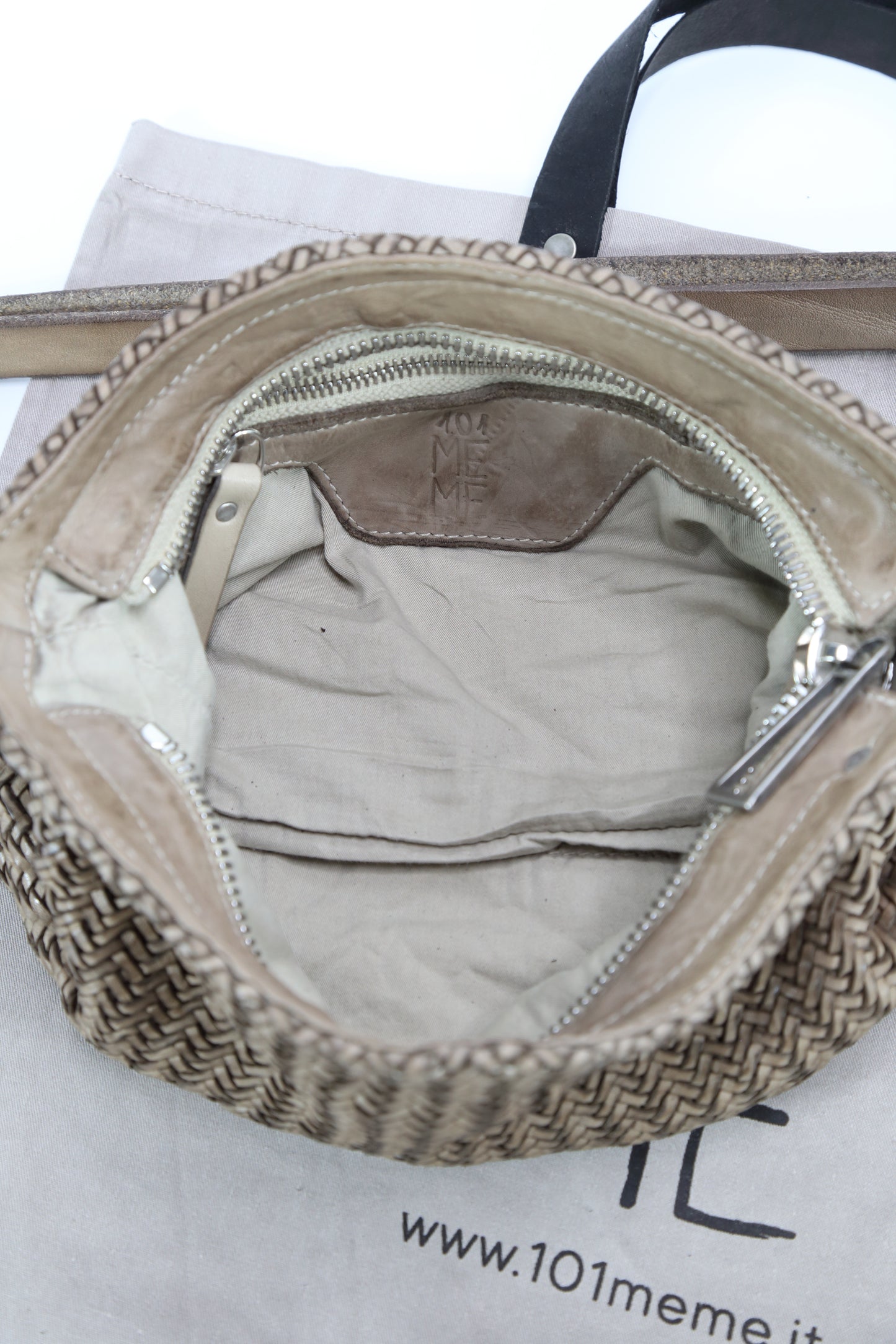 Tracolla diletta mesh in pelle colore sasso