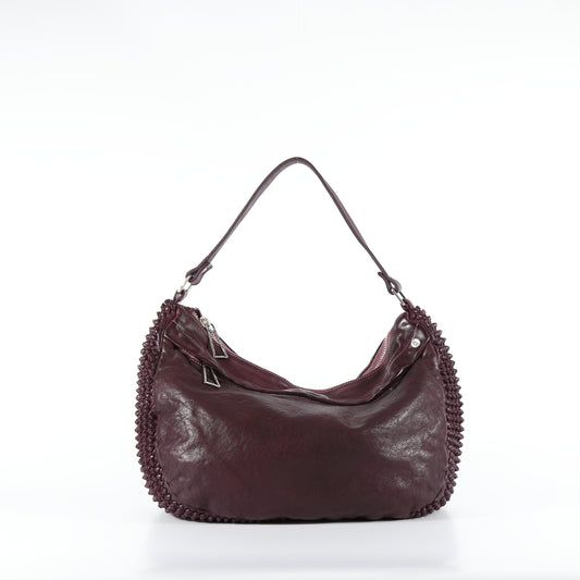 Shopper Chicca stud in pelle colore amarone