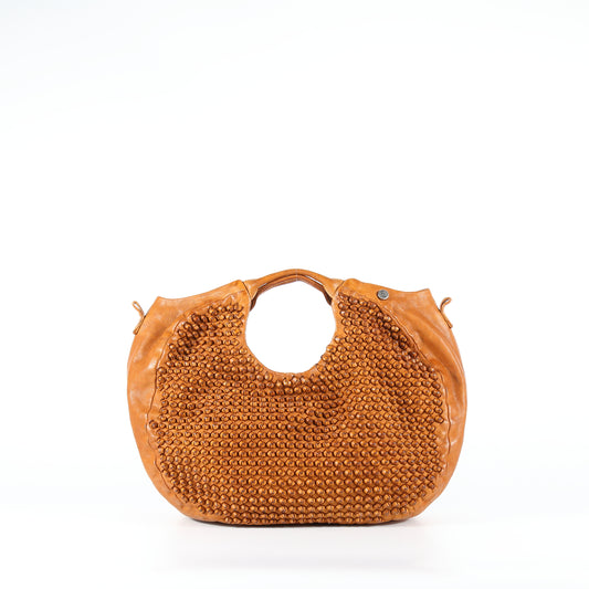 Shopper Susy stud in pelle colore grano