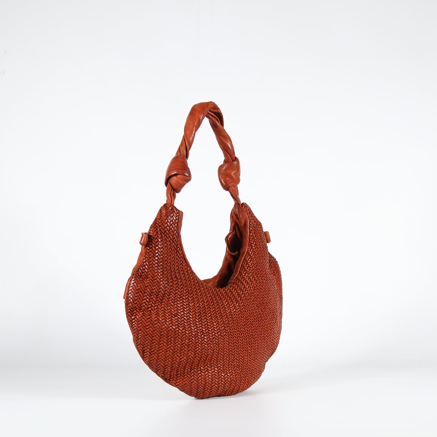 Borsa a spalla Petra mesh in pelle colore terracotta