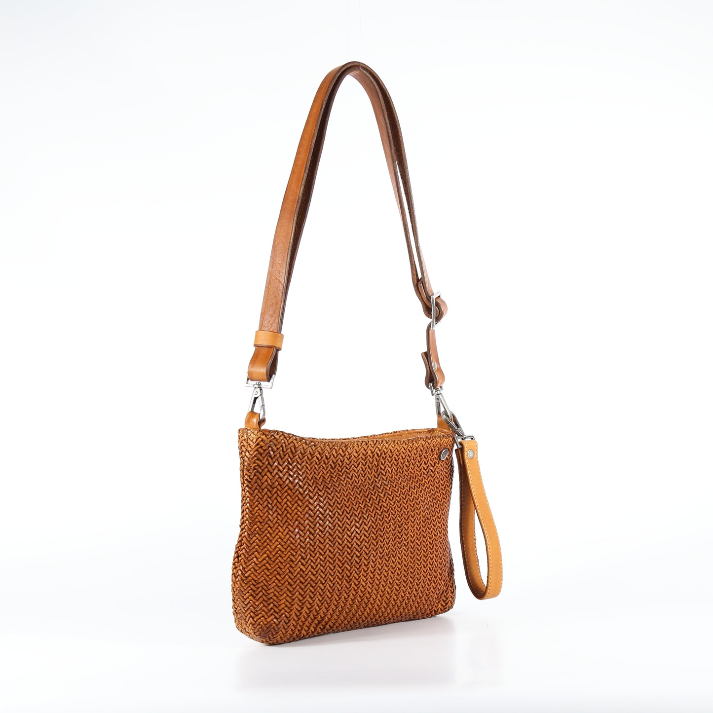 Diletta Mesh shoulder bag in stone-colored leather