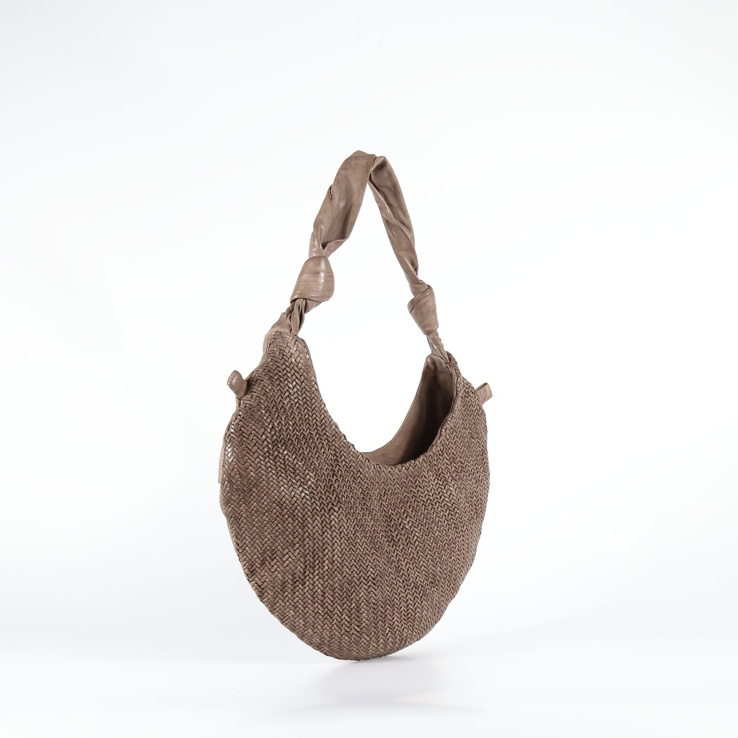Borsa a spalla Petra mesh in pelle colore taupe