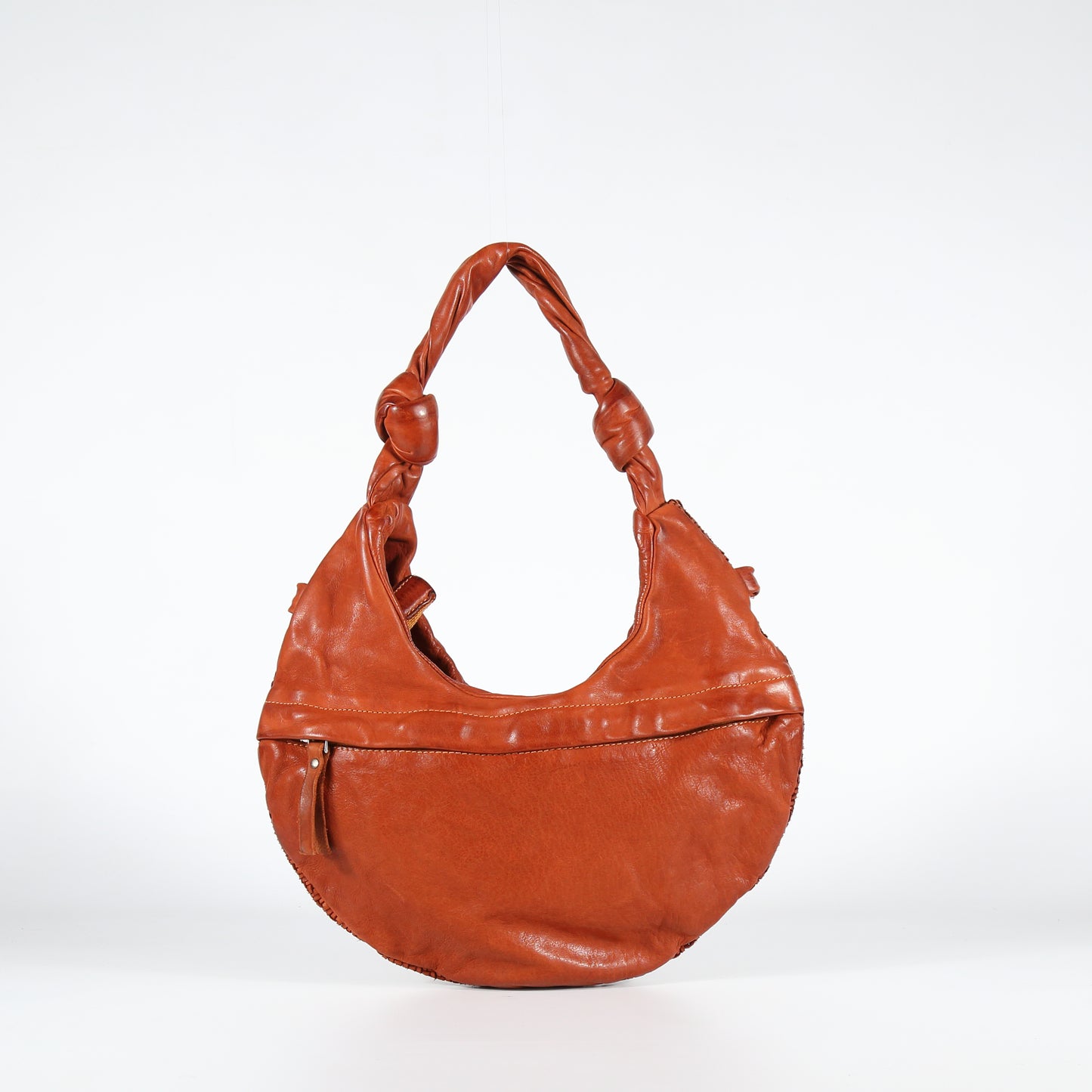 Borsa a spalla Petra mesh in pelle colore terracotta