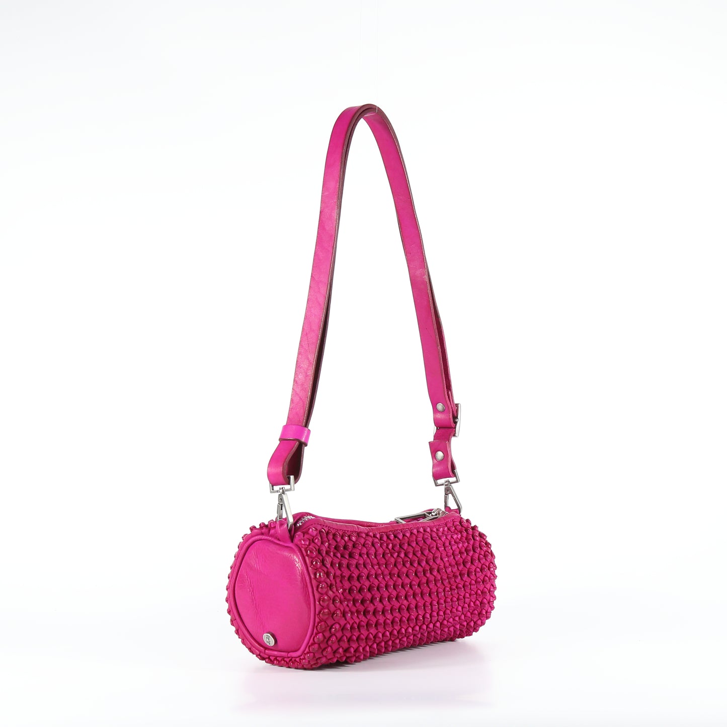 Candy Stud shoulder bag in fuchsia leather
