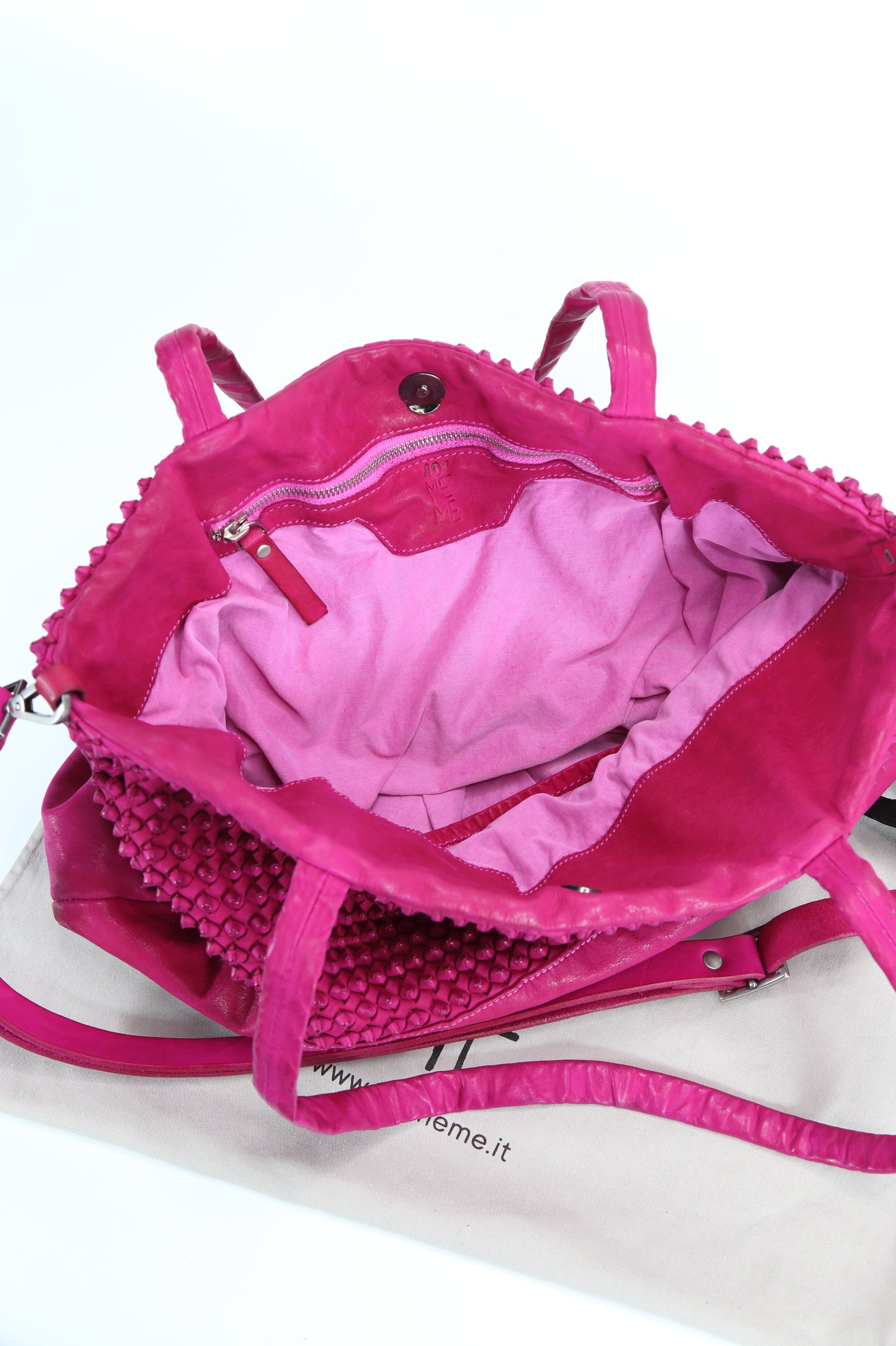 Shopper Ornella stud in pelle fuxia