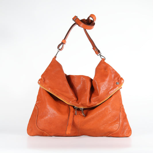 Verdiana one-shoulder bag in terracotta-colored leather