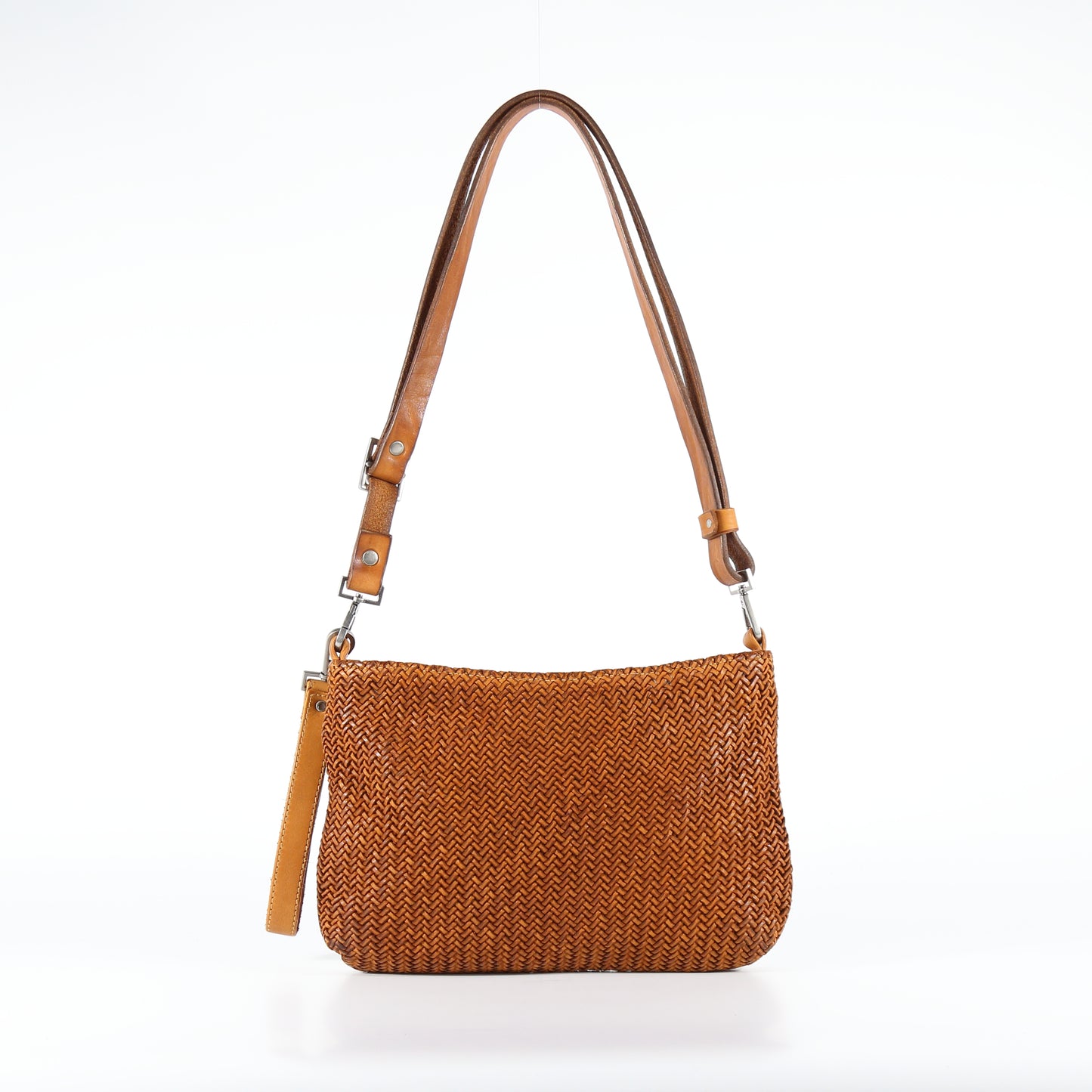 Diletta Mesh shoulder bag in stone-colored leather