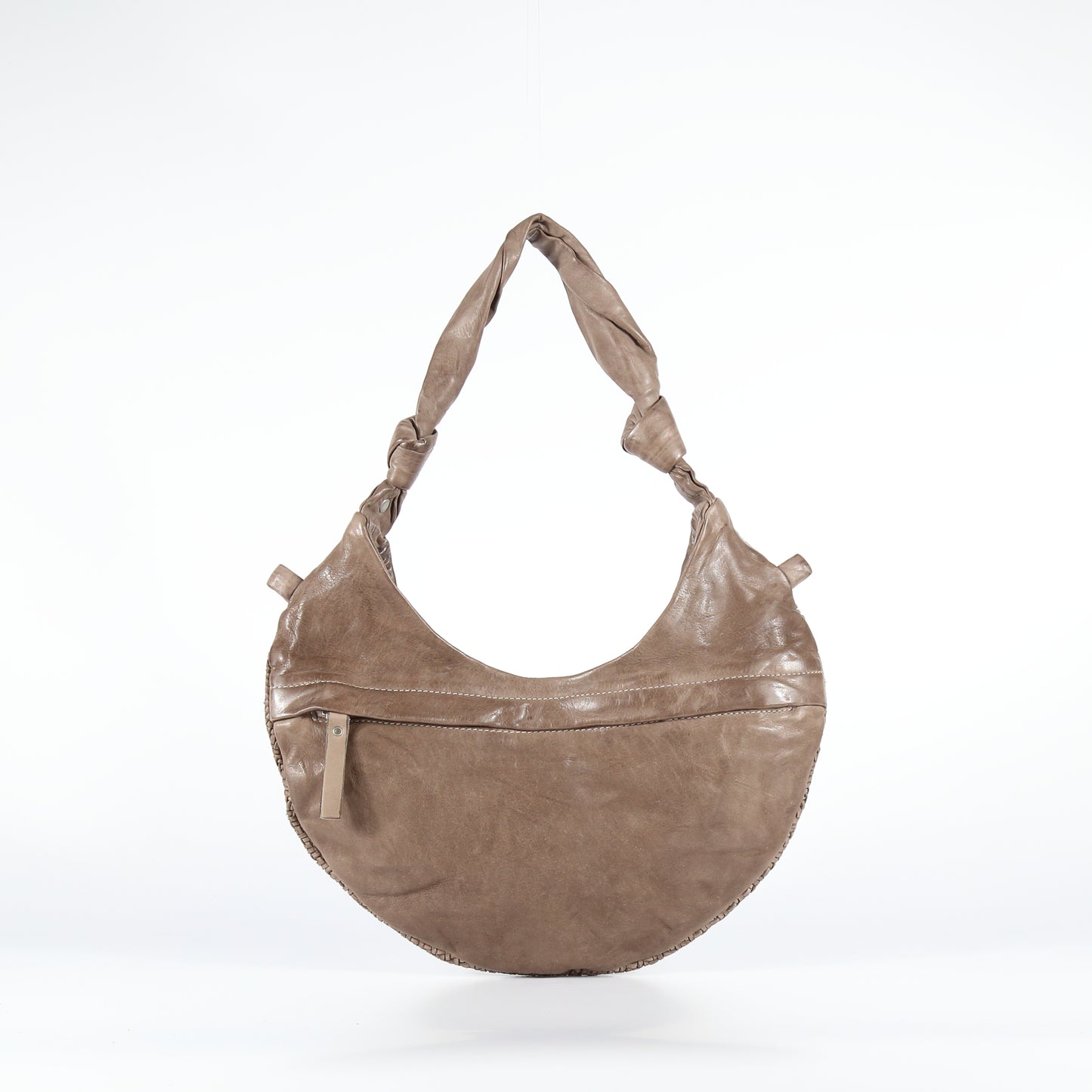 Borsa a spalla Petra mesh in pelle colore taupe