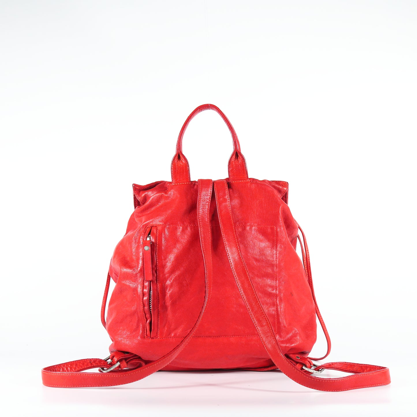 Zaino Nora stud in pelle rosso led