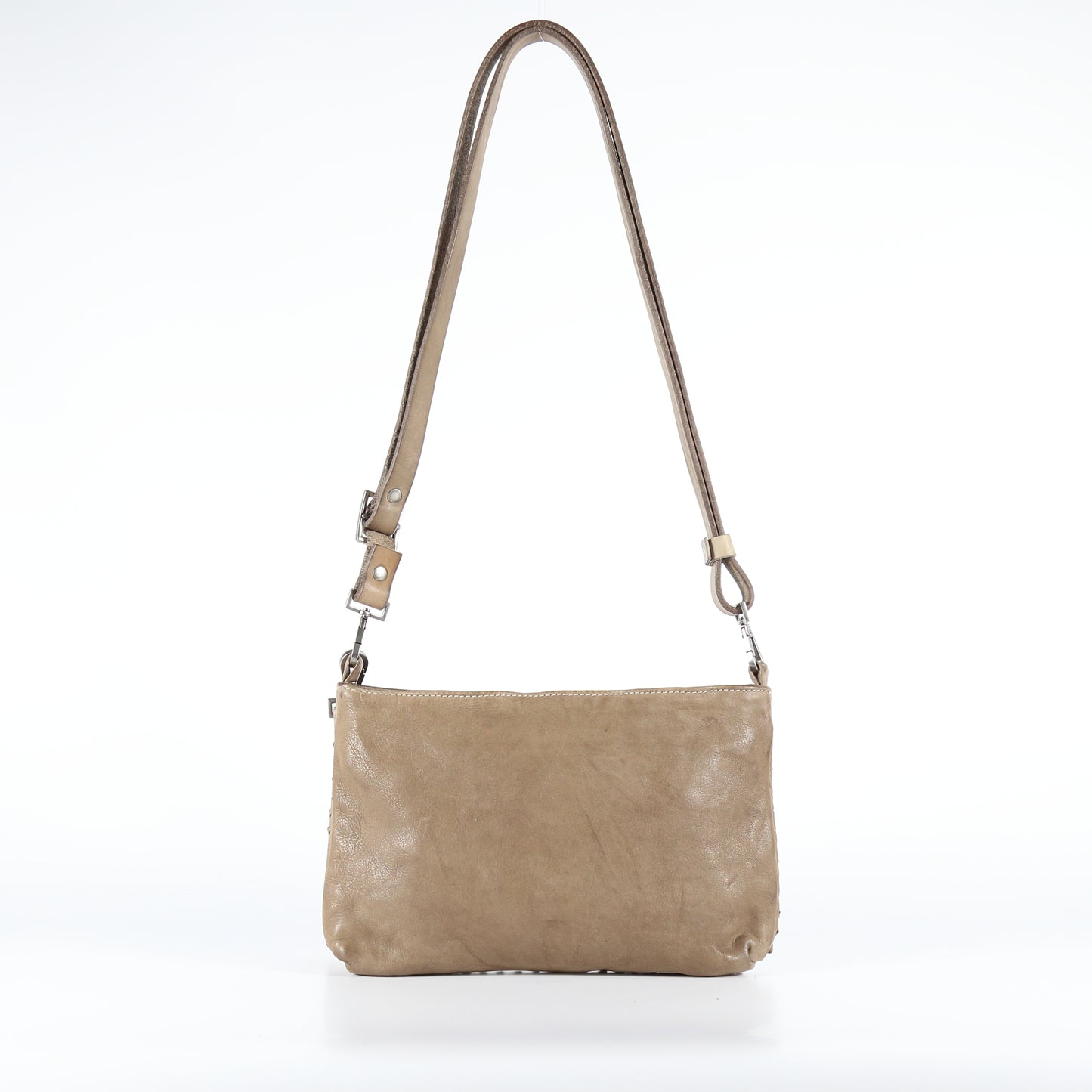 Diletta Stud shoulder bag in stone-colored leather