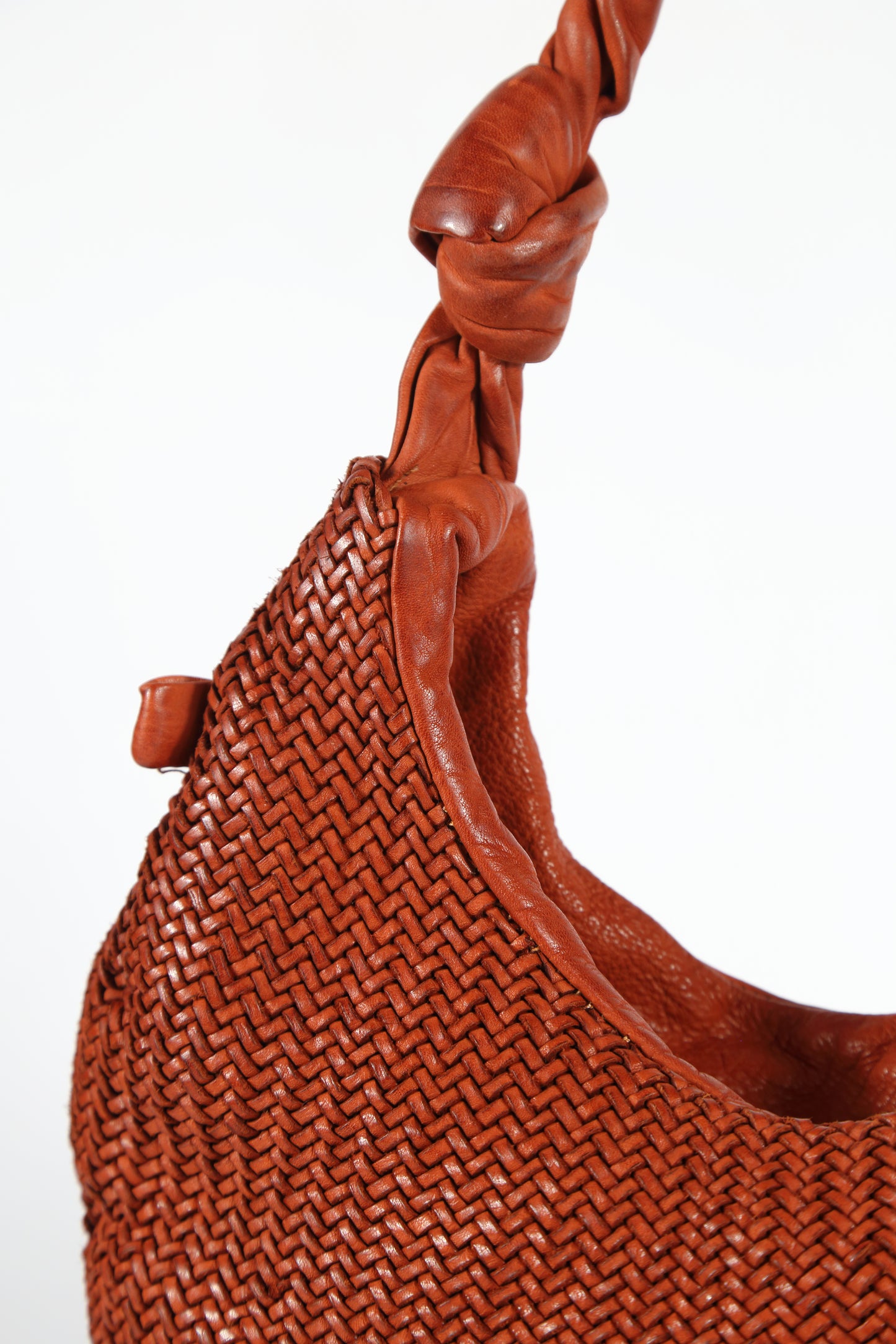 Borsa a spalla Petra mesh in pelle colore terracotta