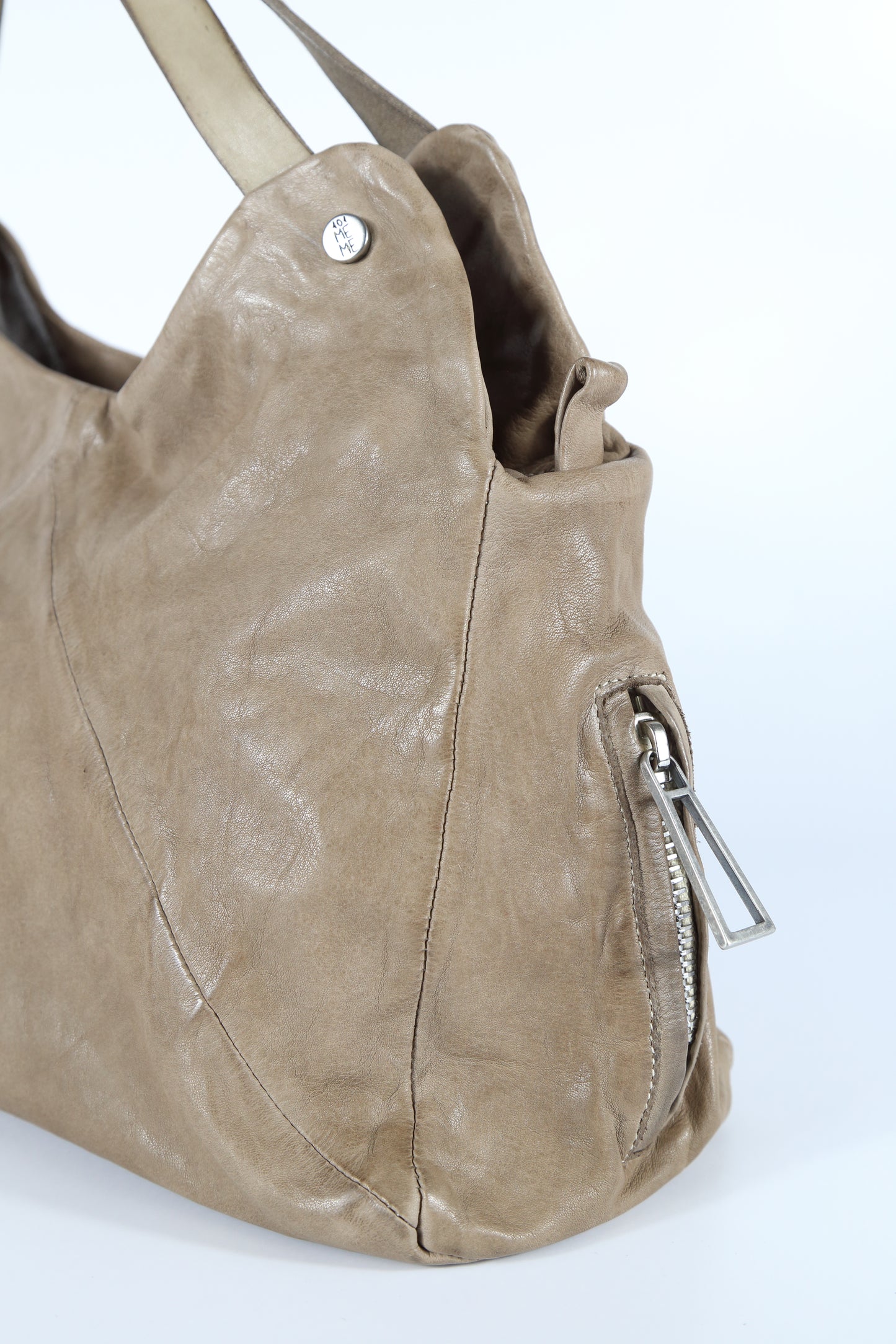 Clotilde leather shopper bag in stone