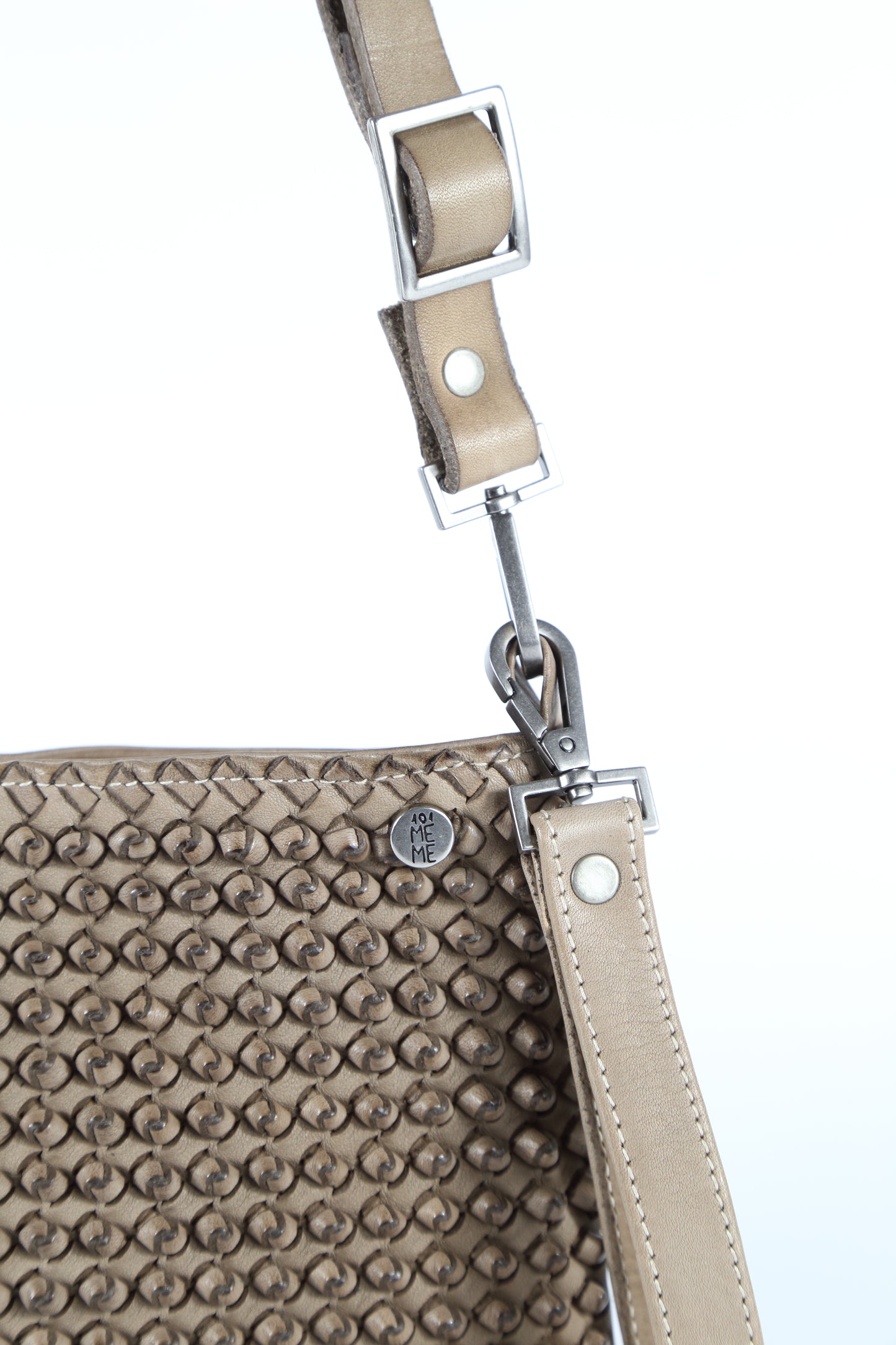 Diletta Stud shoulder bag in stone-colored leather