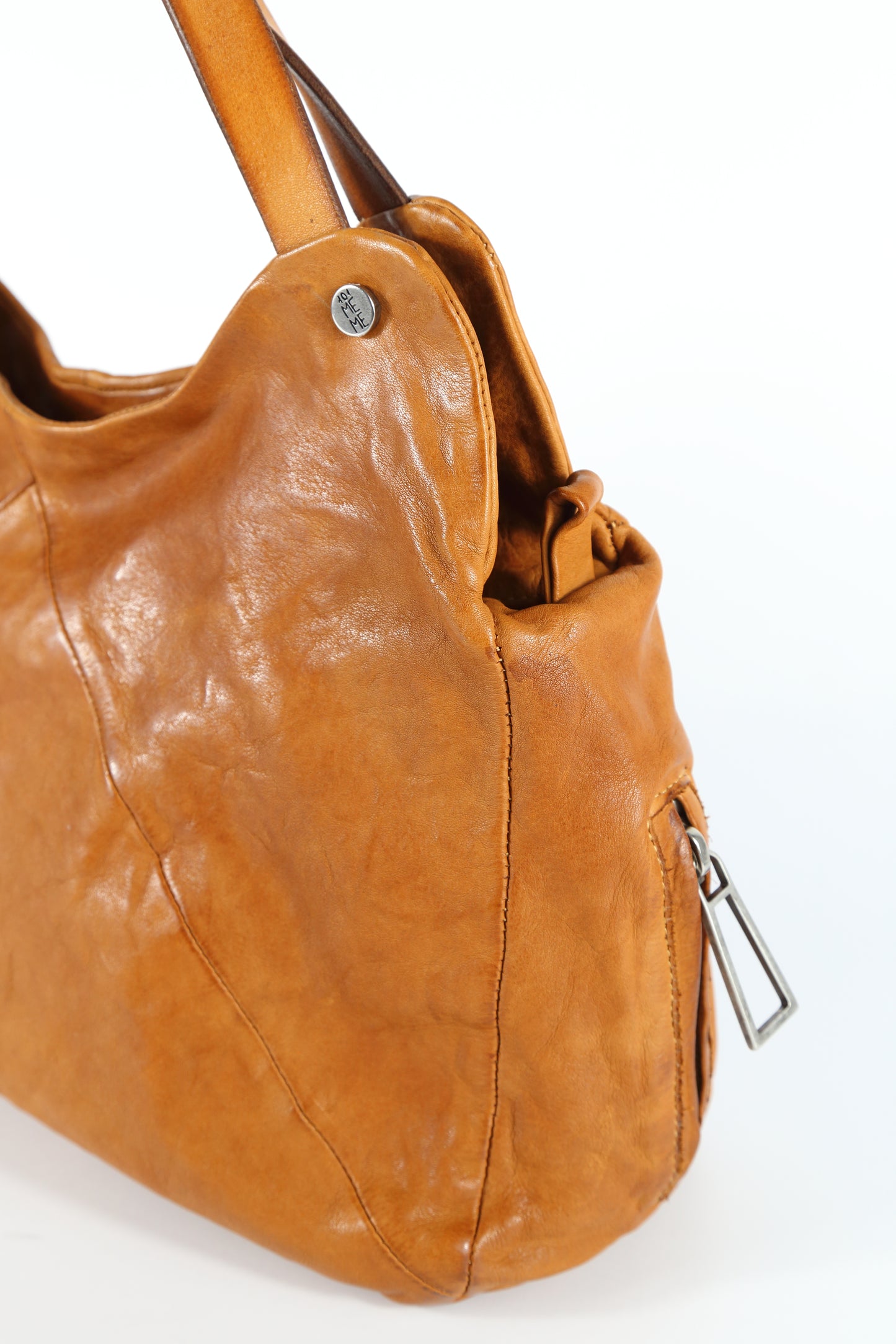 Clotilde leather shopper bag in stone