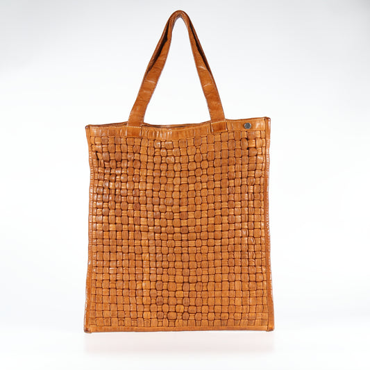 Shopper Nina tube in pelle colore grano