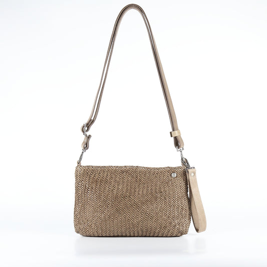 Tracolla diletta mesh in pelle colore sasso