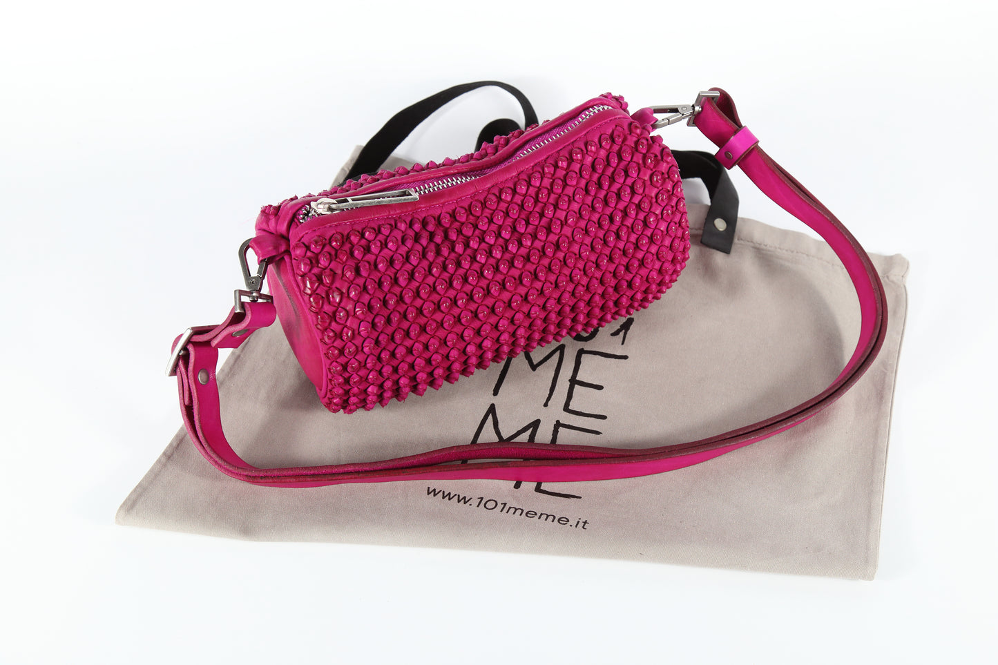 Candy Stud shoulder bag in fuchsia leather