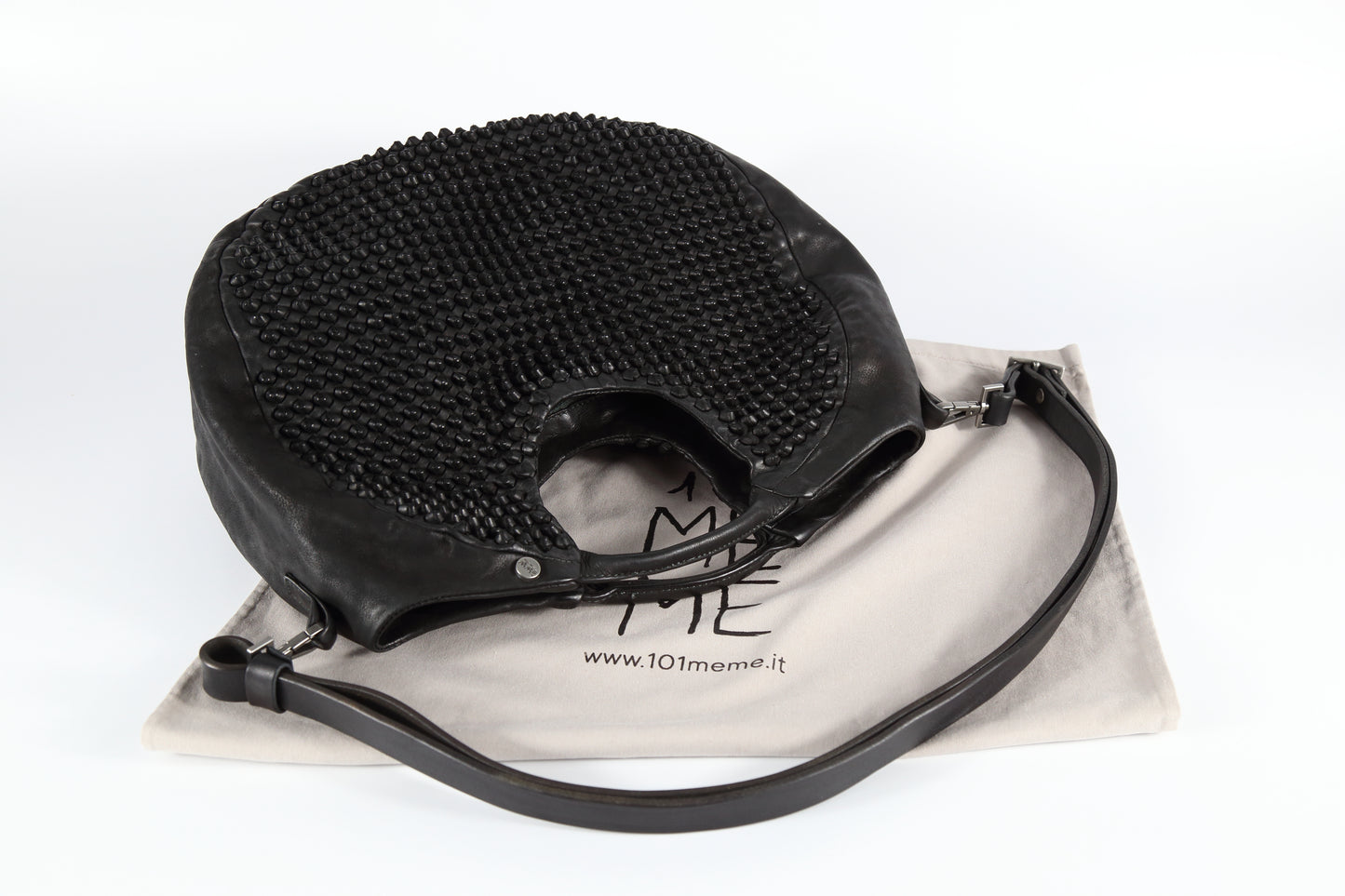 Shopper Susy stud in pelle nera