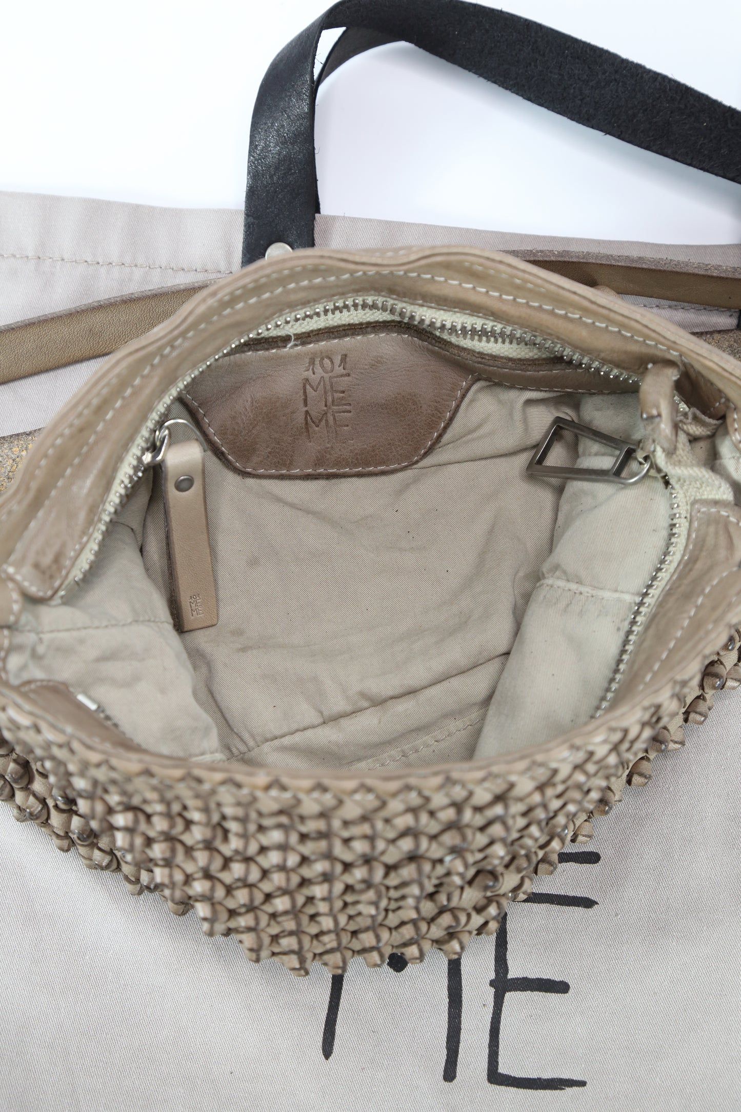 Diletta Stud shoulder bag in stone-colored leather