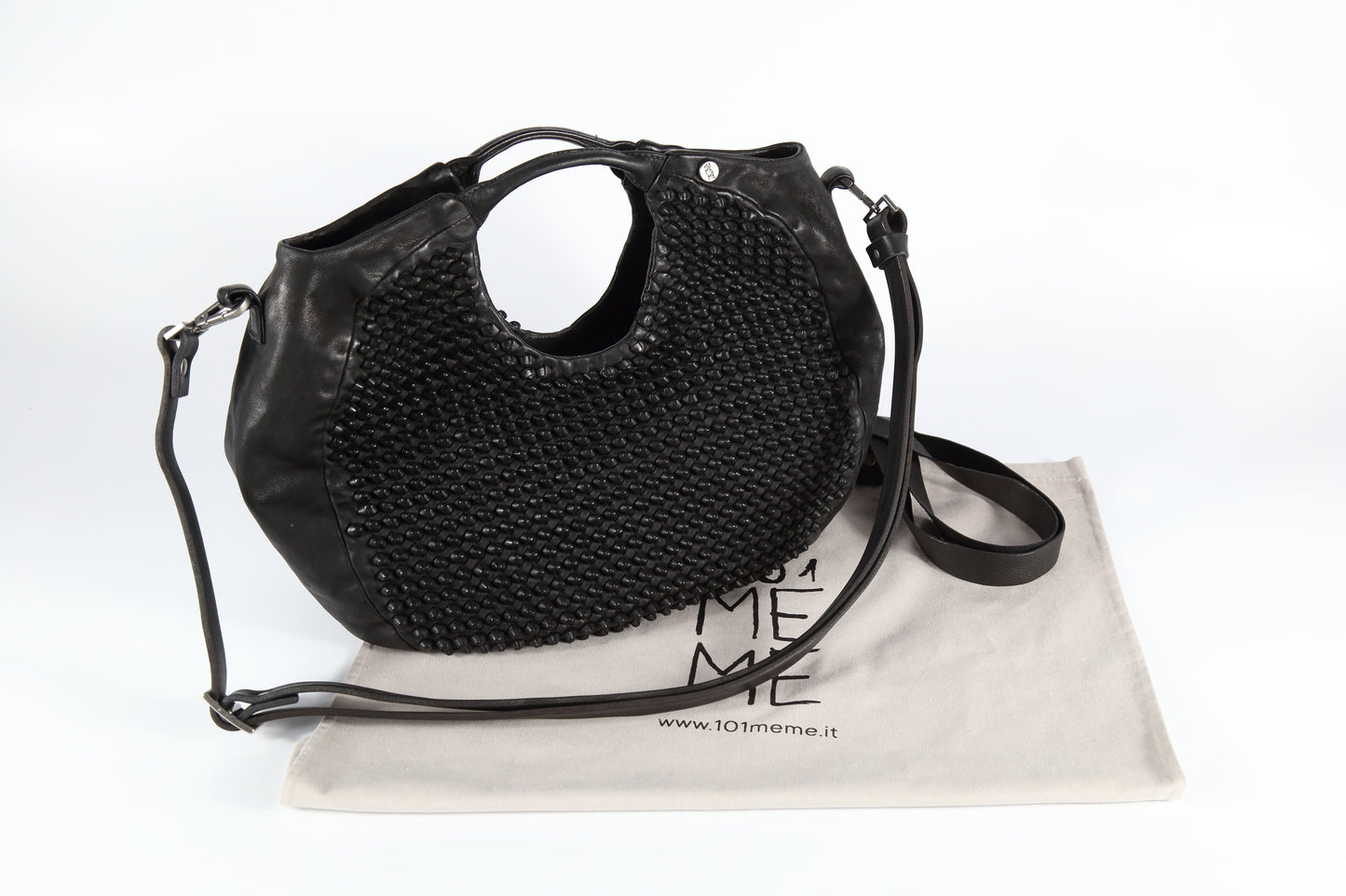 Shopper Susy stud in pelle nera