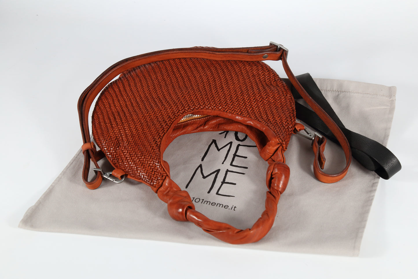Borsa a spalla Petra mesh in pelle colore terracotta