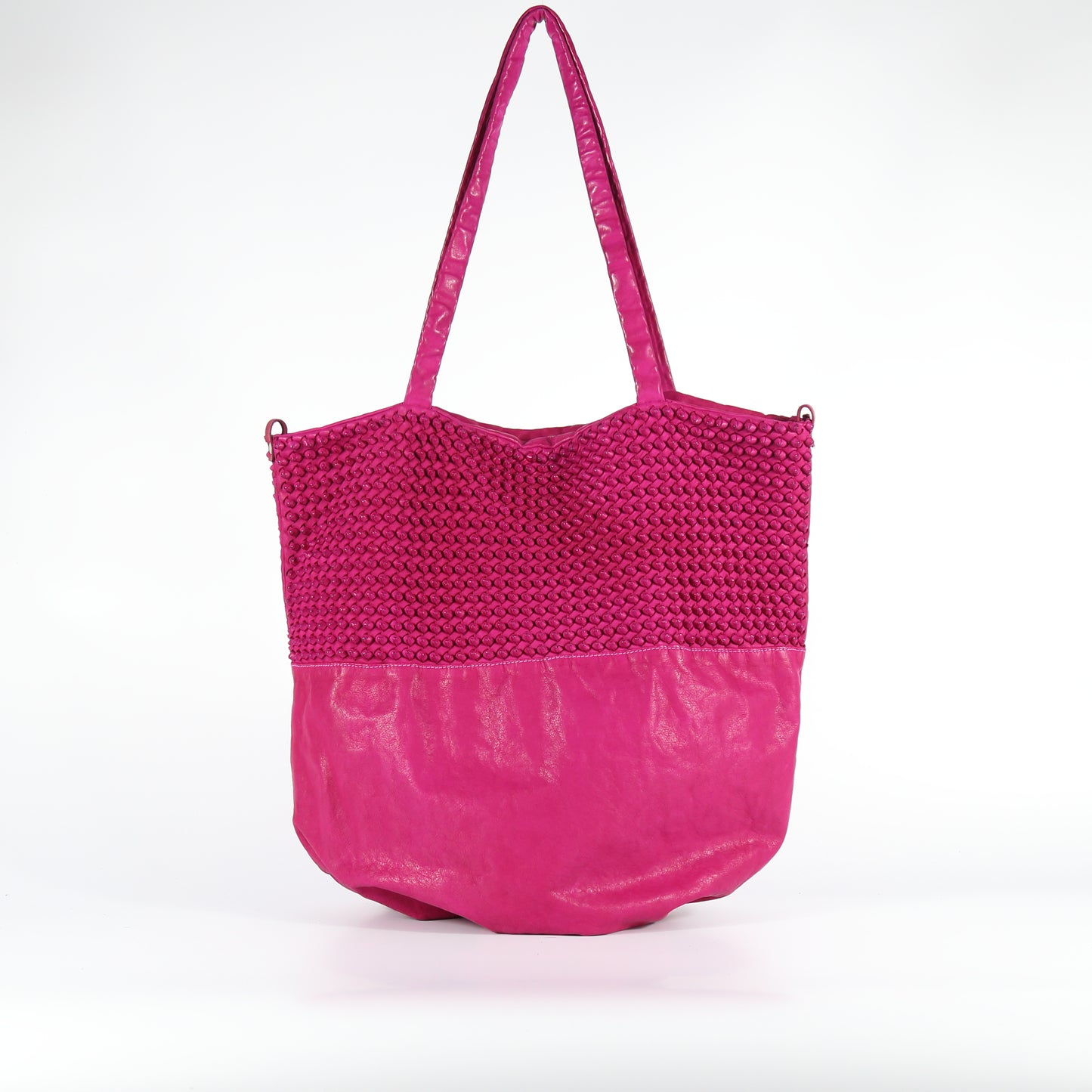 Shopper Ornella stud in pelle fuxia