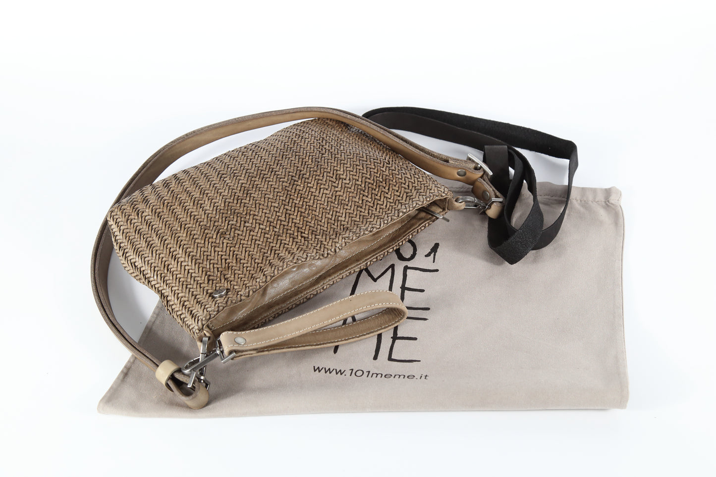Tracolla diletta mesh in pelle colore sasso