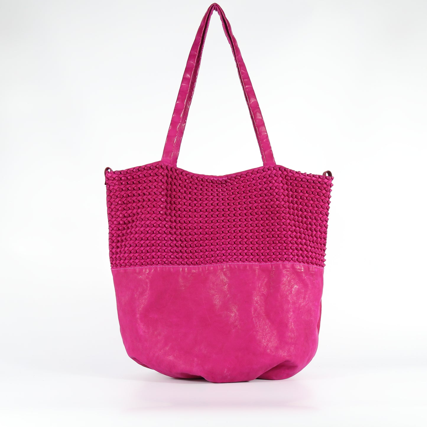 Shopper Ornella stud in pelle fuxia