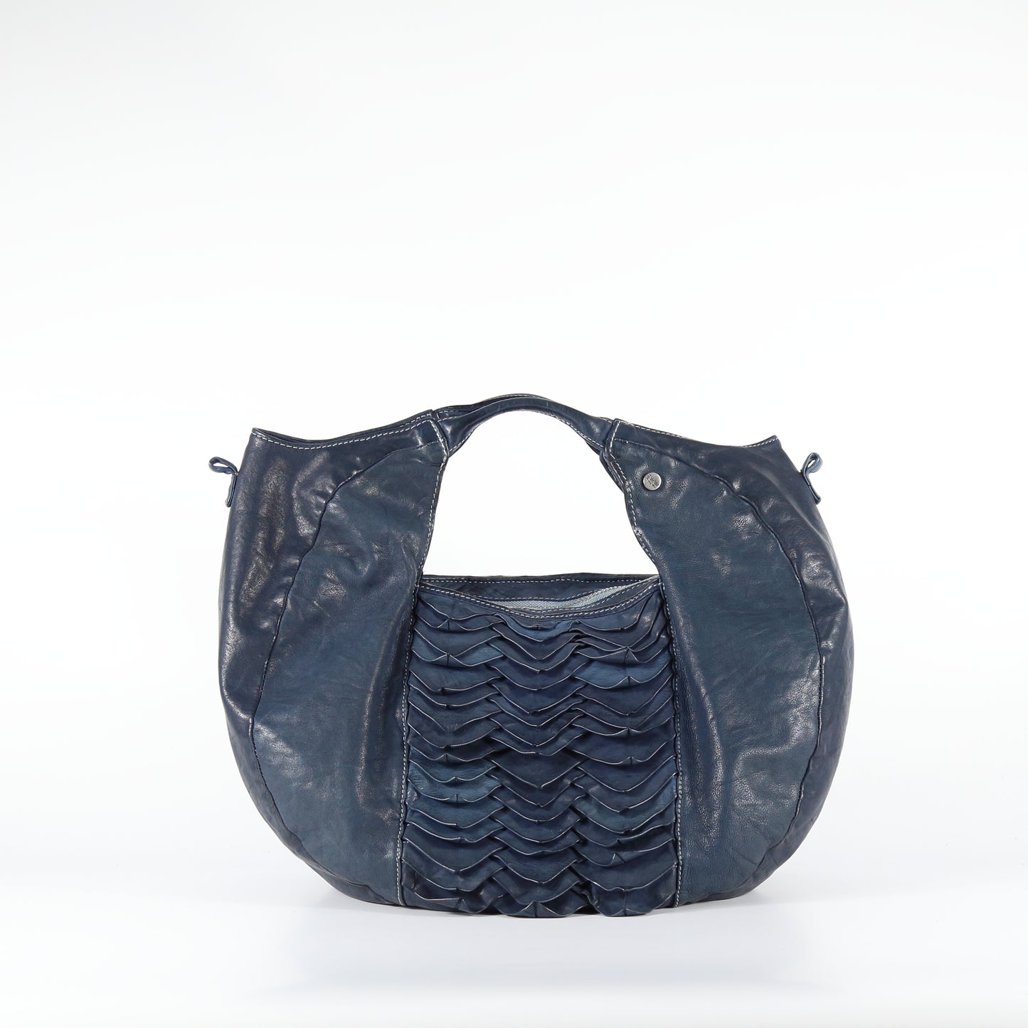 shopper Susanna manis in pelle colore mare