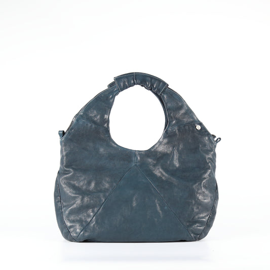 Shopper Lavinia in pelle colore pavone