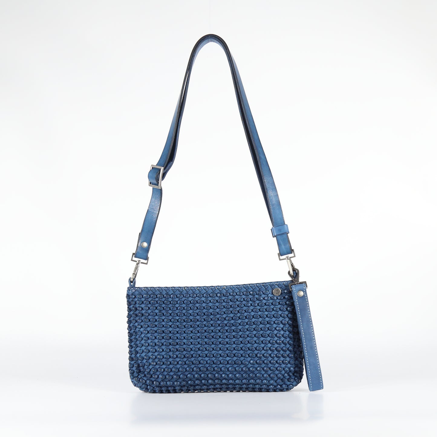 Tracolla Diletta stud 2s in pelle colore mare