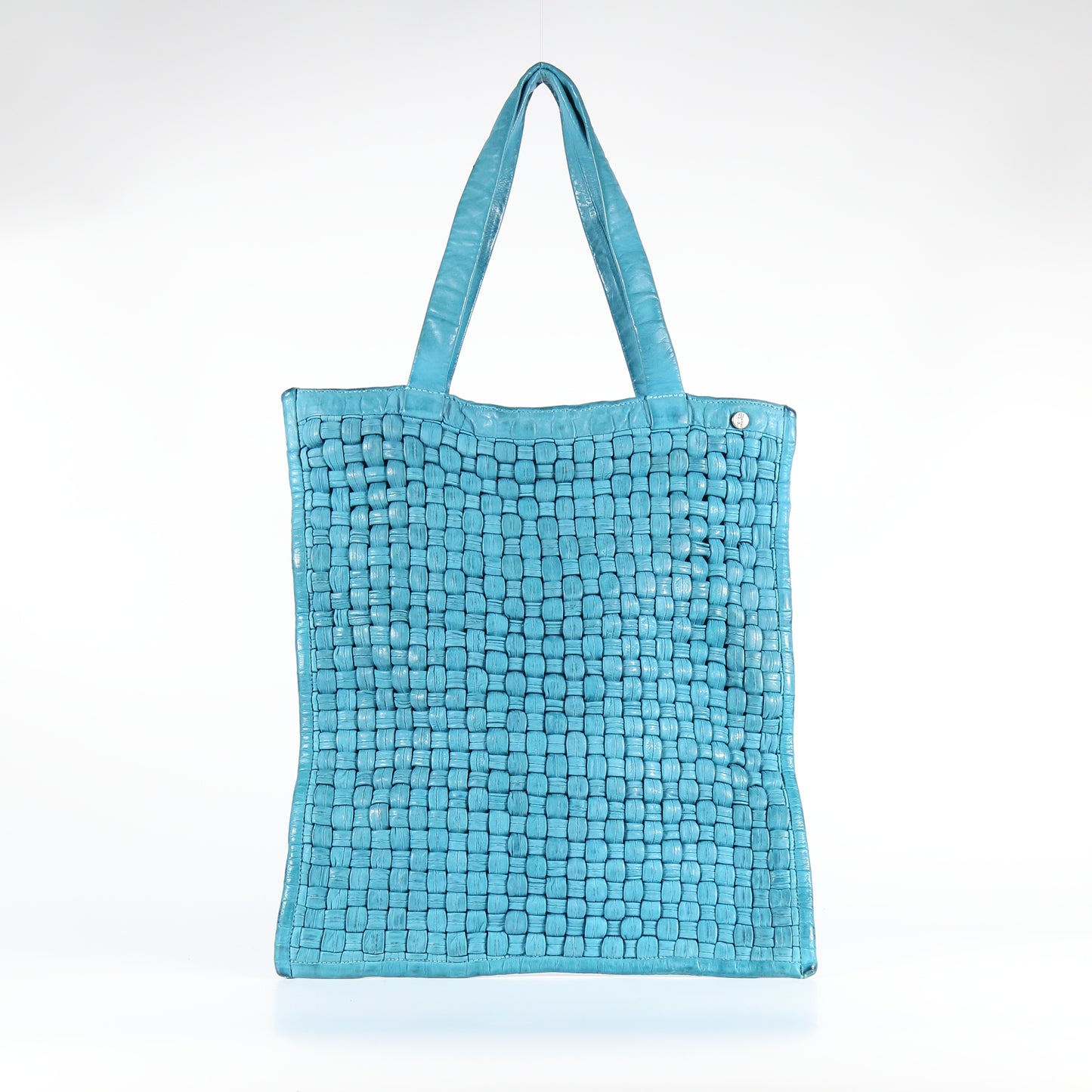 Nina Tube leather shopper bag in Lake.
