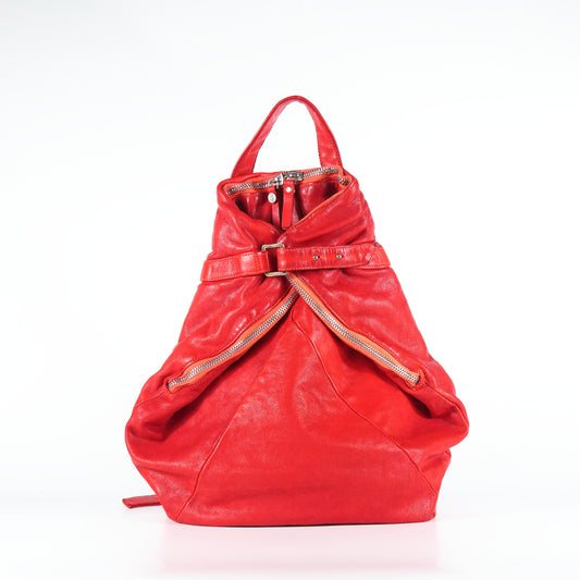 Zaino Saffo in pelle rosso led