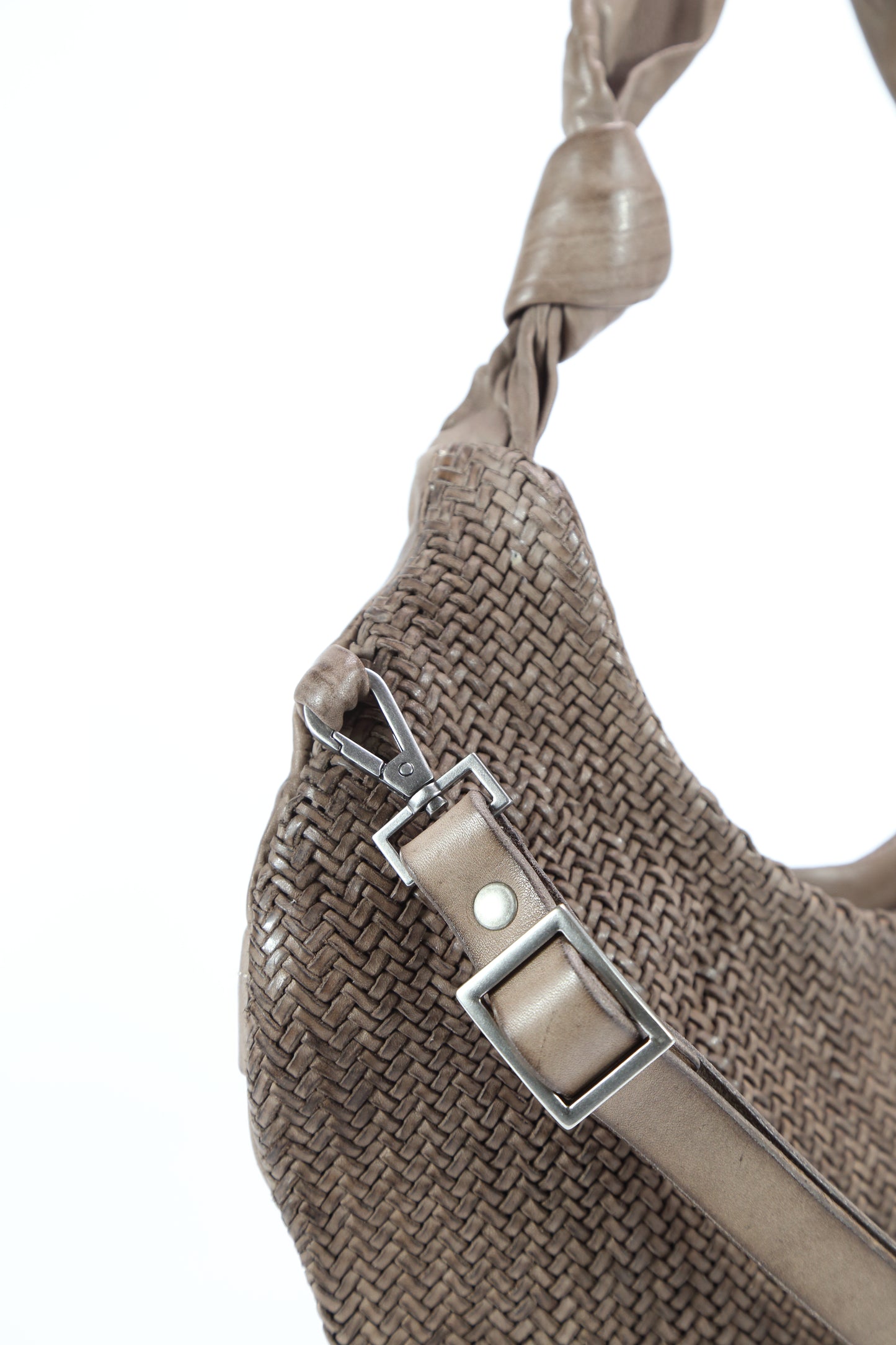Borsa a spalla Petra mesh in pelle colore taupe