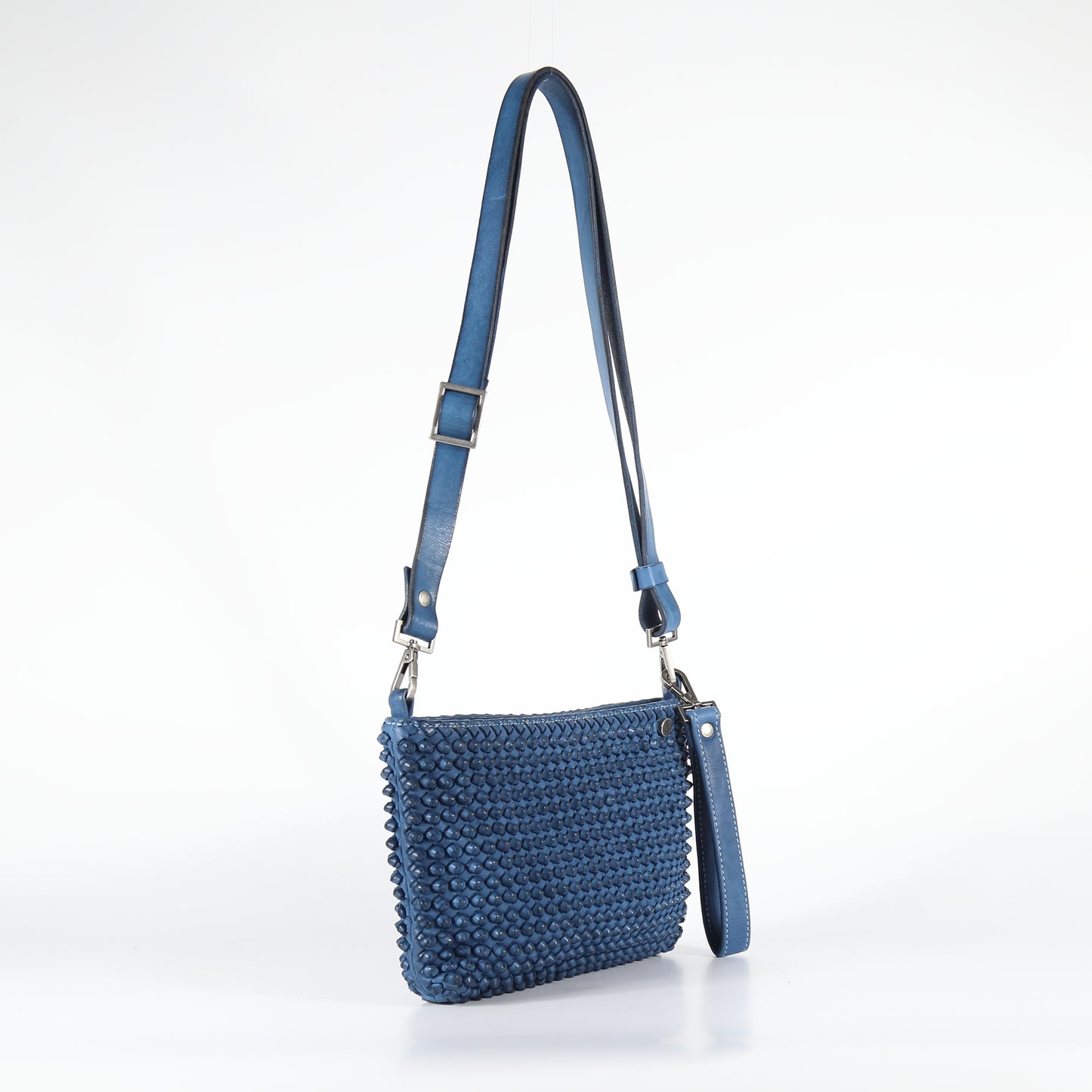 Tracolla Diletta stud 2s in pelle colore mare