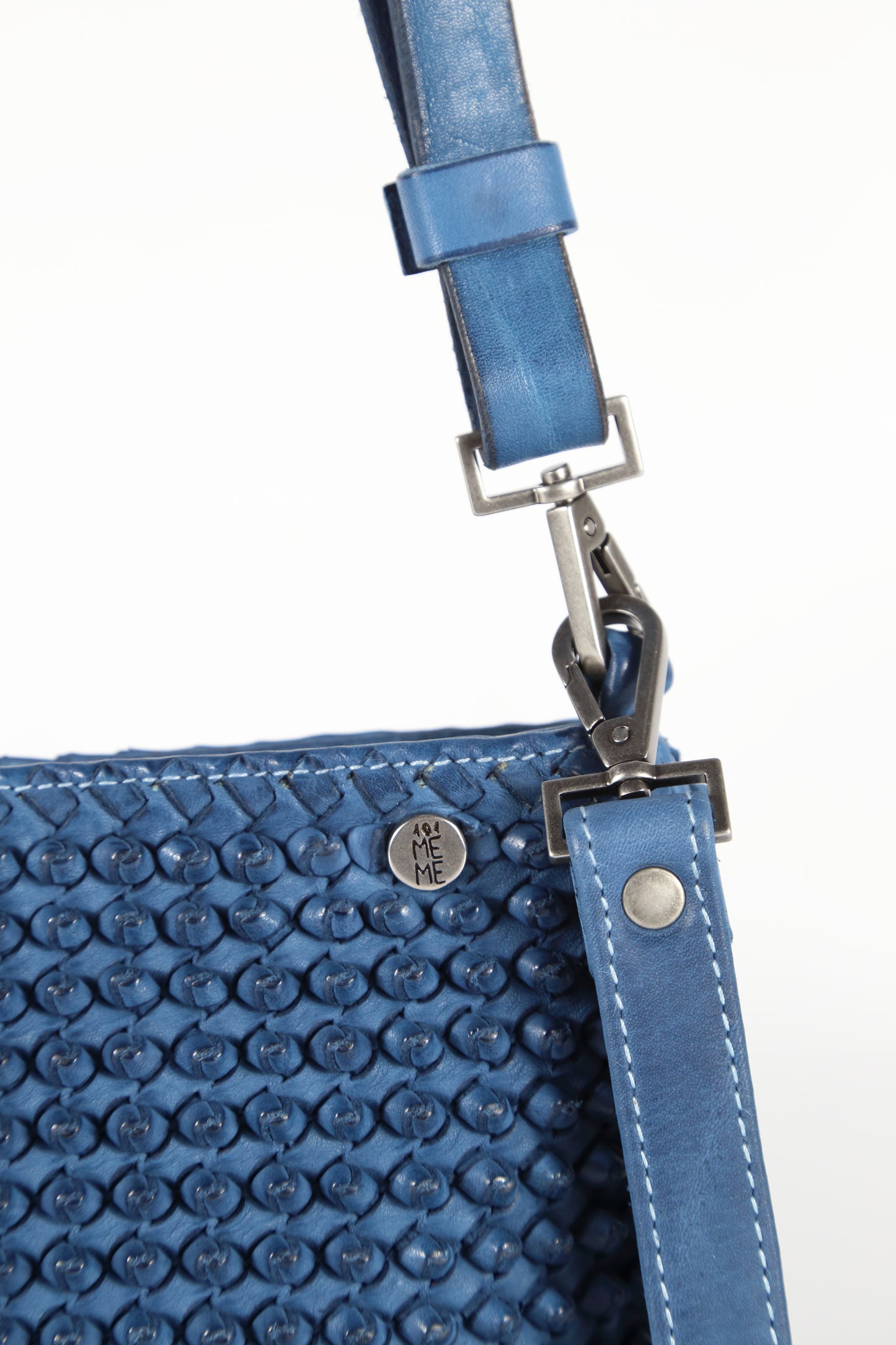 Tracolla Diletta stud 2s in pelle colore mare