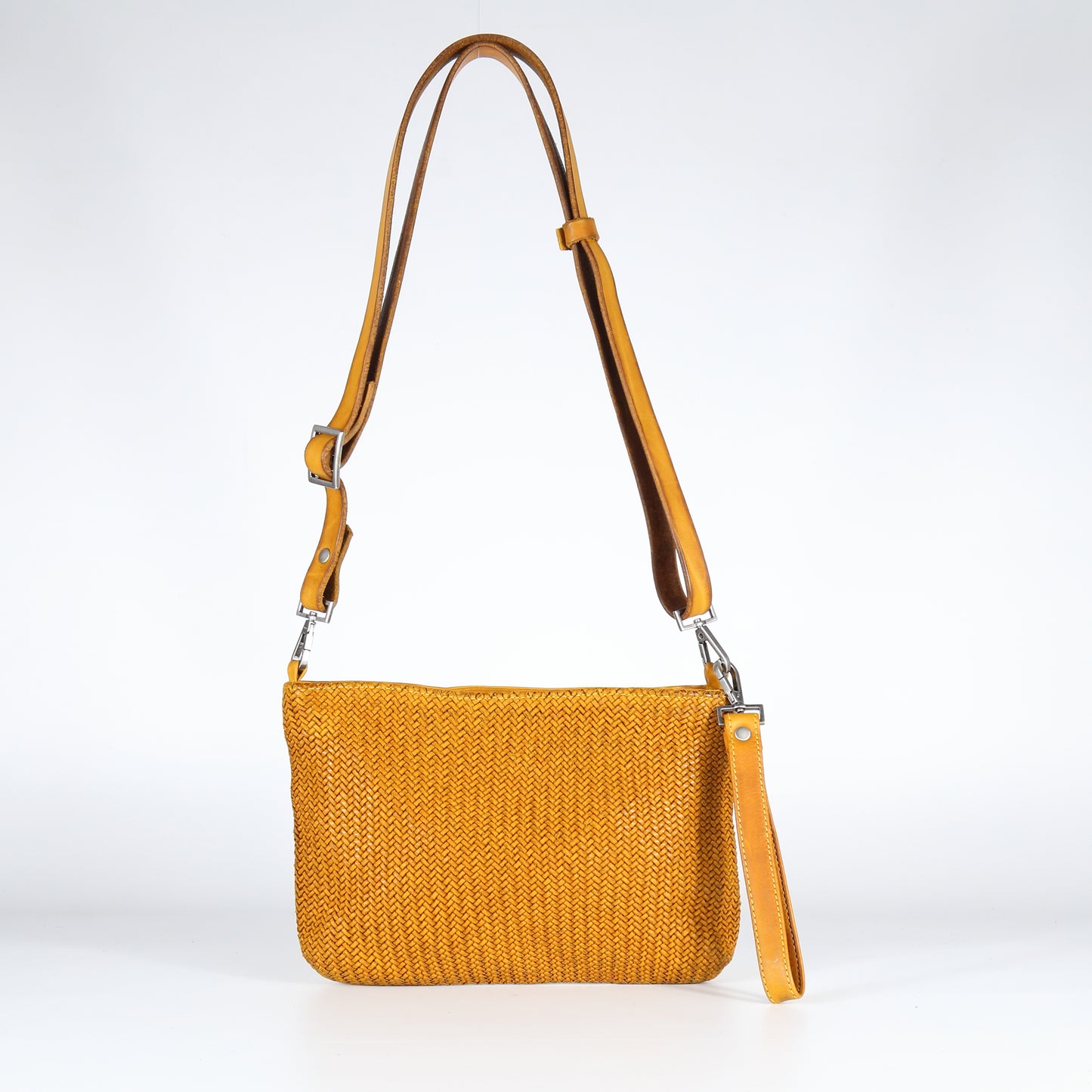 Diletta Mesh leather crossbody bag in honey