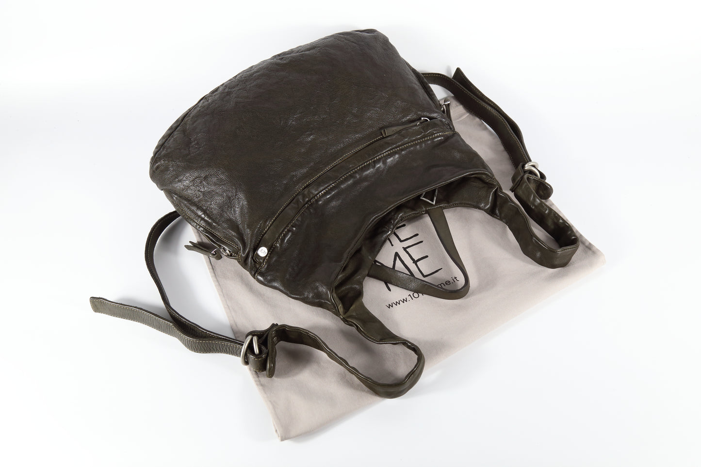 Simone backpack in jungle-colored leather