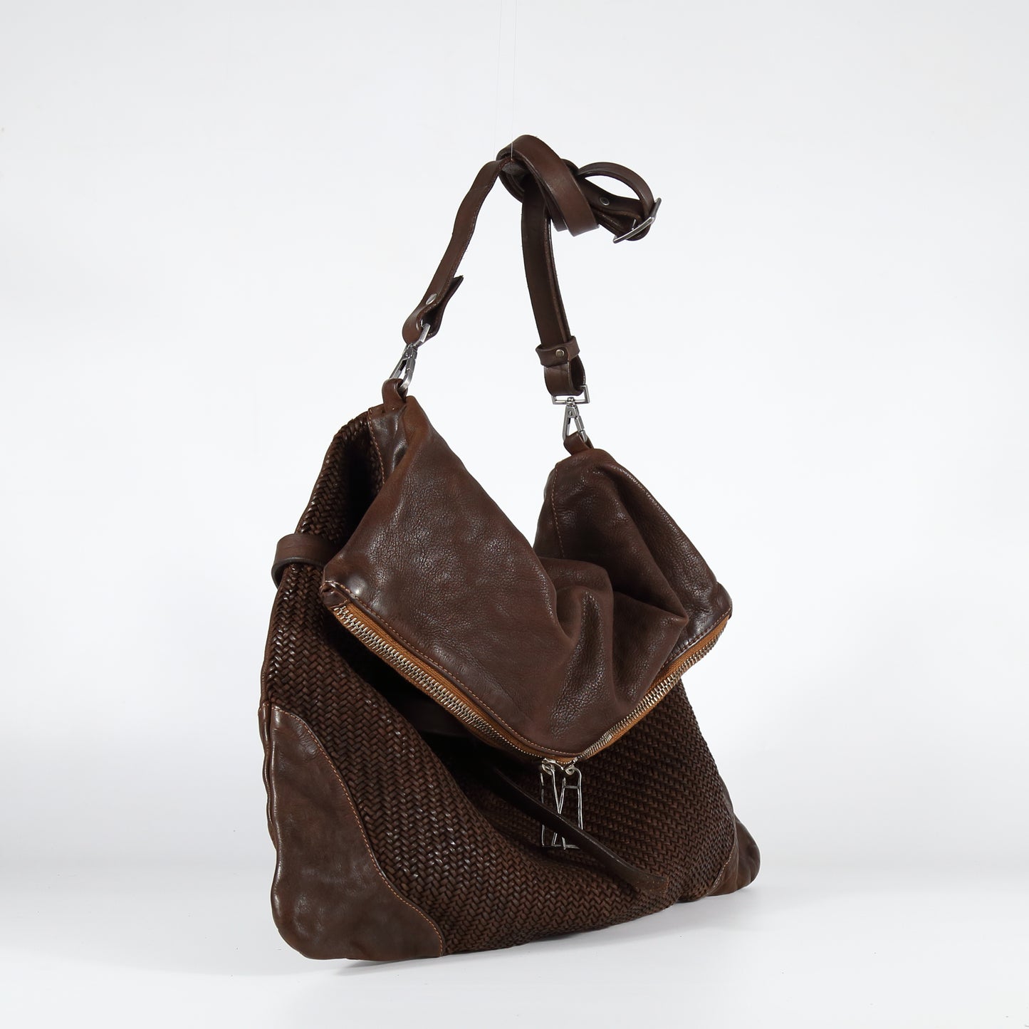 Borsa monospalla Verdiana in pelle colore castagna