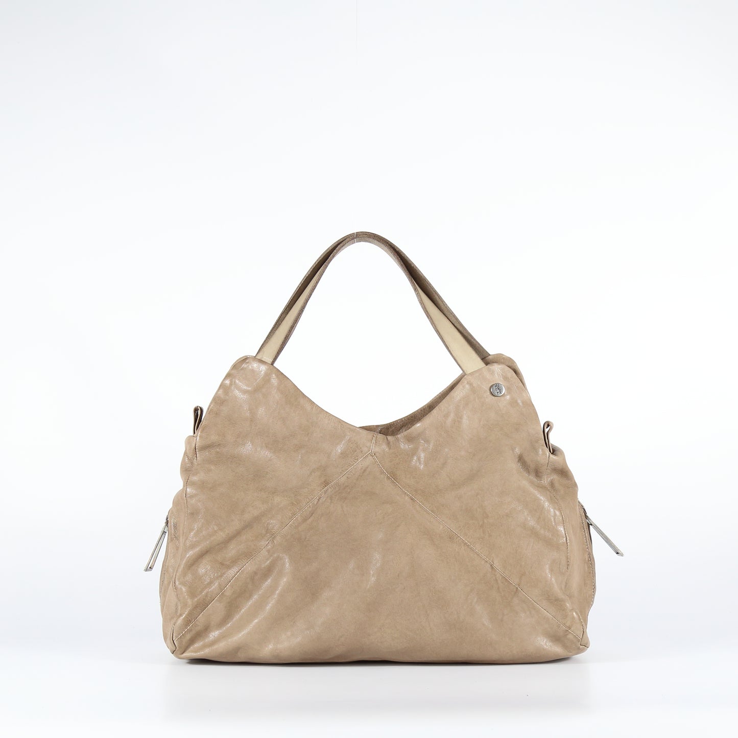 Clotilde leather shopper bag in stone