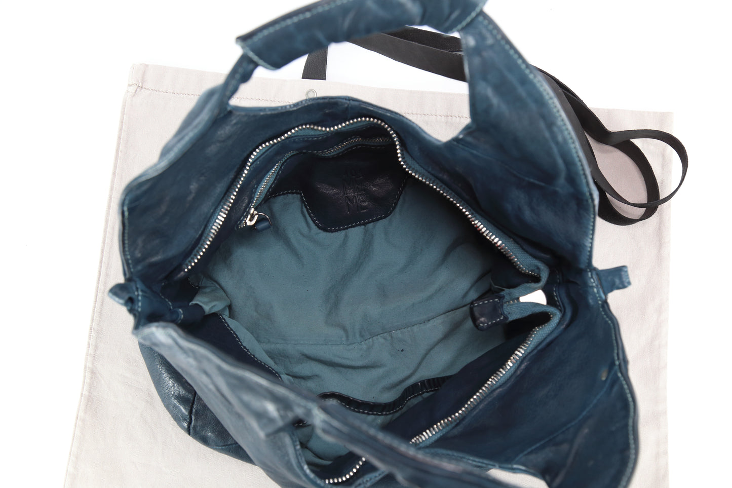 Shopper Lavinia in pelle colore pavone