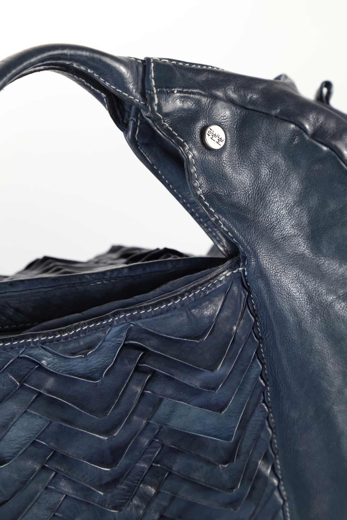 shopper Susanna manis in pelle colore mare