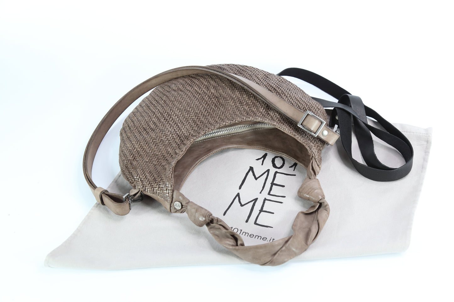 Borsa a spalla Petra mesh in pelle colore taupe