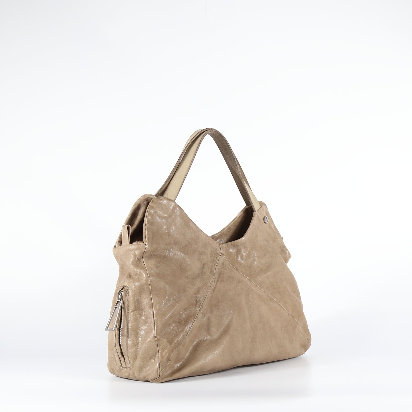 Clotilde leather shopper bag in stone